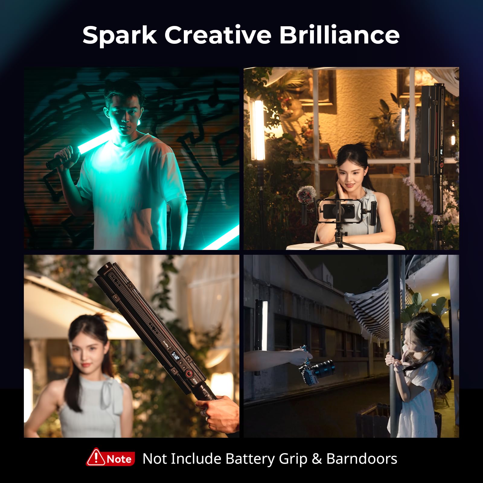 SMALLRIG RT25 RGB Tube Light Stick, Bacchetta Luminosa a LED Portatile RGBWW da 25 W (Max), Barra Luminosa Impermeabile IP54, CRI96+, TLCI98+, 2500-10000K, Illuminazione per Fotografia - 4343