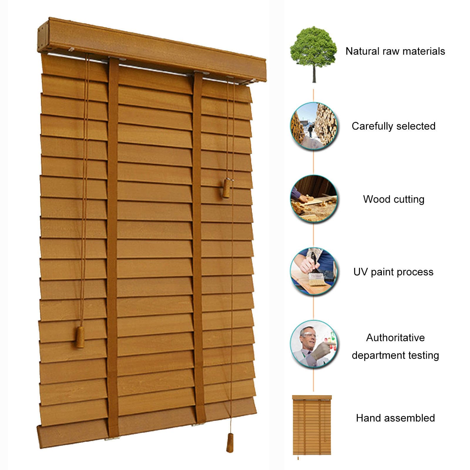 Holzjalousie,50mm Lamellen Horizontal Jalousien,Massivholz Jalousien Für Fenster 50/60/70/80/90/100/120/150cm Breit,Wärmedämmung/Atmungsaktive/Sichtschutz Jalousetten Vorhänge,M50108