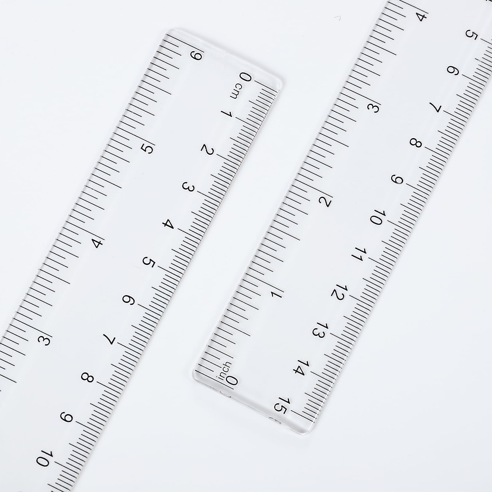 Plastic Ruler Straight Ruler Plastic Measuring Tool 12 Inches and 6 Inches, Clear, 2 Pieces