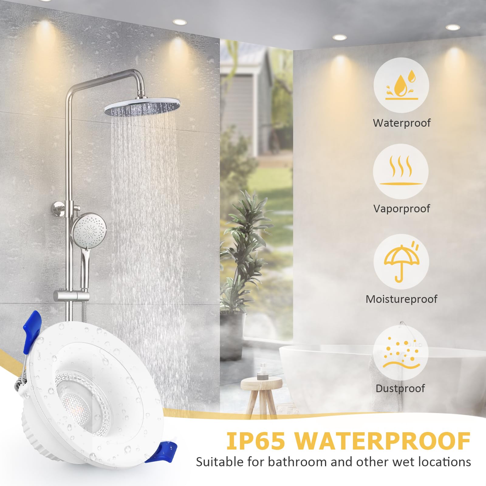 Reflektor LED do zabudowy 230 V 4000K, IP65, 68-75 mm, 6 szt., biały