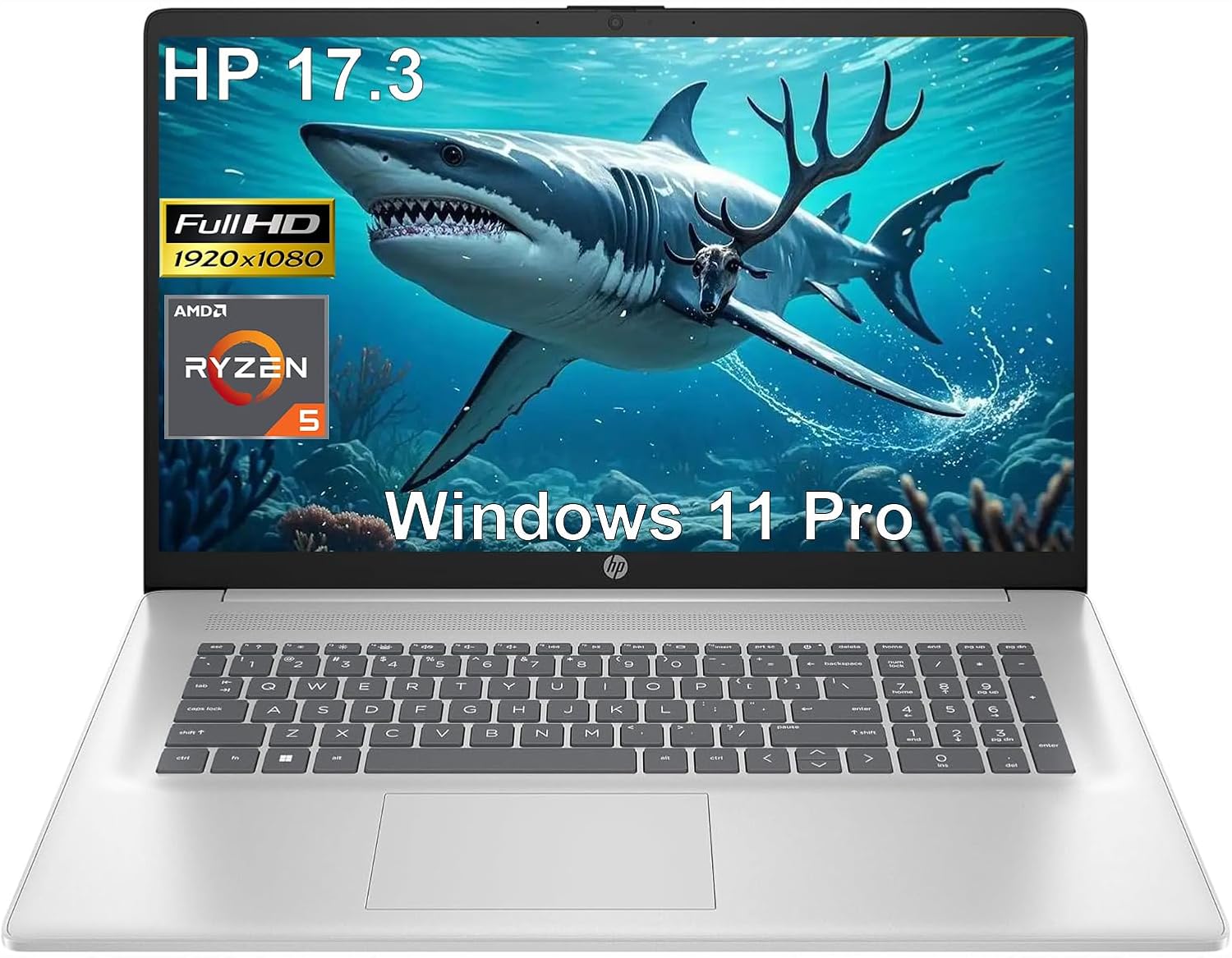 HP 17.3" FHD Laptop with Office 365 for The Web, AMD Ryzen 5 7520U(up to 4.3 GHz), 8GB RAM, 512GB SSD,Wi-Fi 6, Bluetooth 5.3, HDMI, Type-C, Windows 11 Pro,with 5ave kit