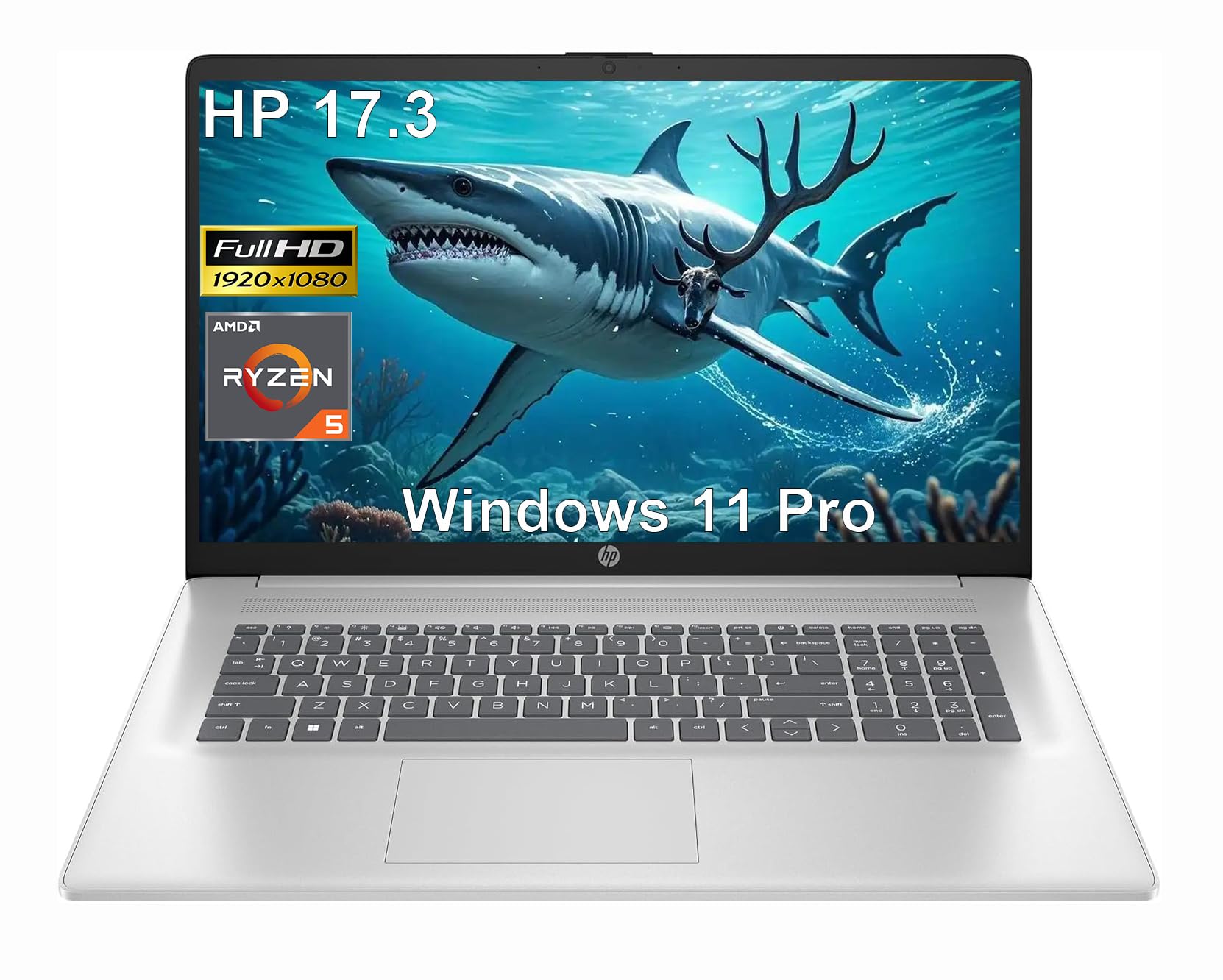 HP 17.3" FHD Laptop with Office 365 for The Web, AMD Ryzen 5 7520U(up to 4.3 GHz), 8GB RAM, 512GB SSD,Wi-Fi 6, Bluetooth 5.3, HDMI, Type-C, Windows 11 Pro,with 5ave kit