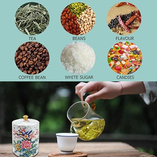 Miniatura 2 de FERCAISH Tarro de cerámica para almacenamiento de alimentos, tarro de almacenamiento de té, organizador de cerámica para dulces con tapa hermética,