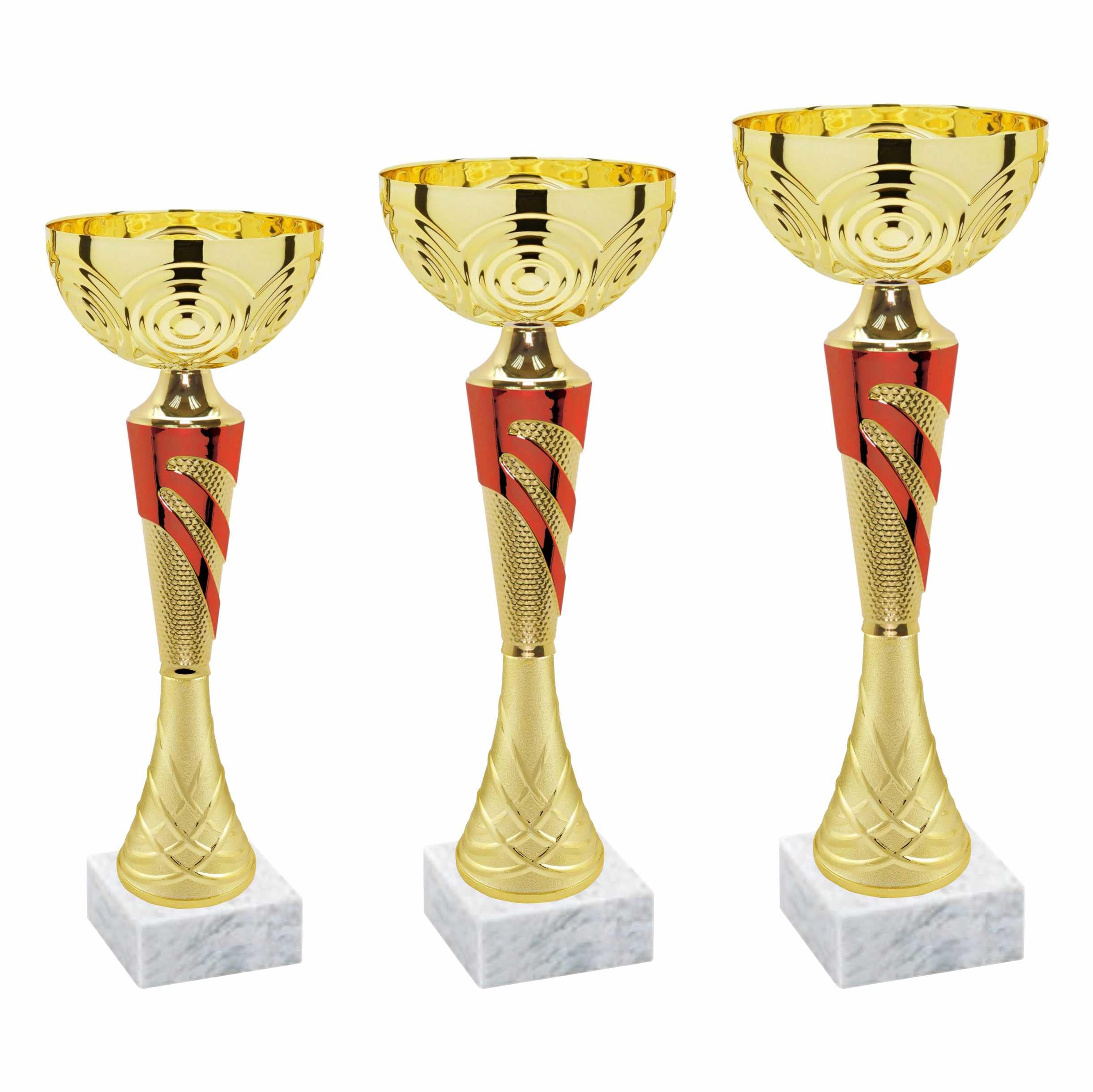 Generico Set Tris Coppe Trofei Oro/Rosso – Premio Partecipazione Giochi, Scuola, Feste