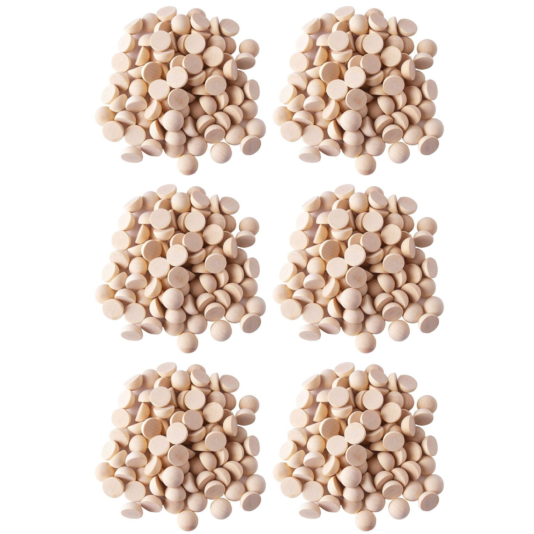 Demi-perles en bois 20 mm en hêtre naturel noble pour création et décoration, 600 pcs