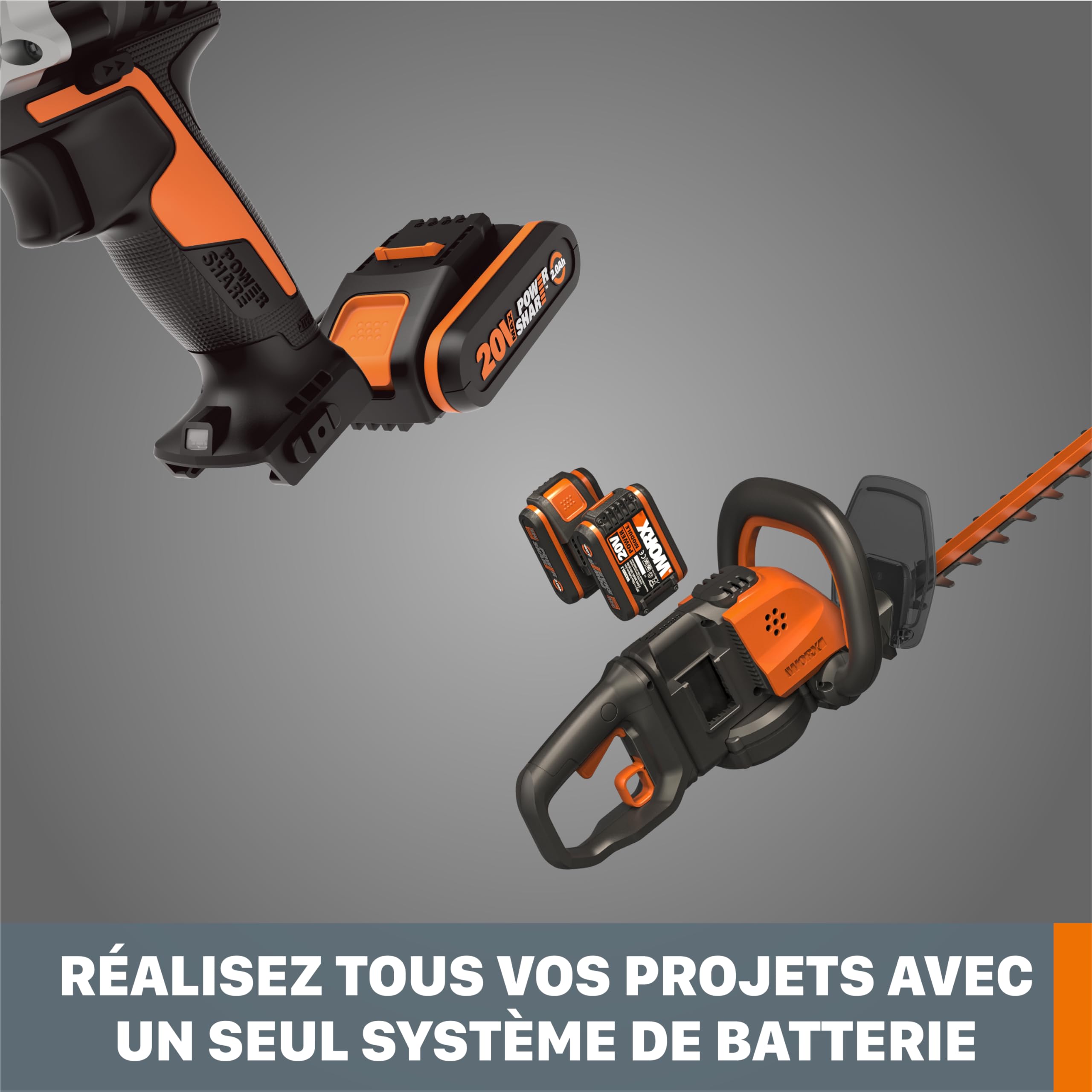 Worx WA3644 Batterie Lithium-Ion 20V 4Ah PowerShare Pro Haute Performance Longue Durée