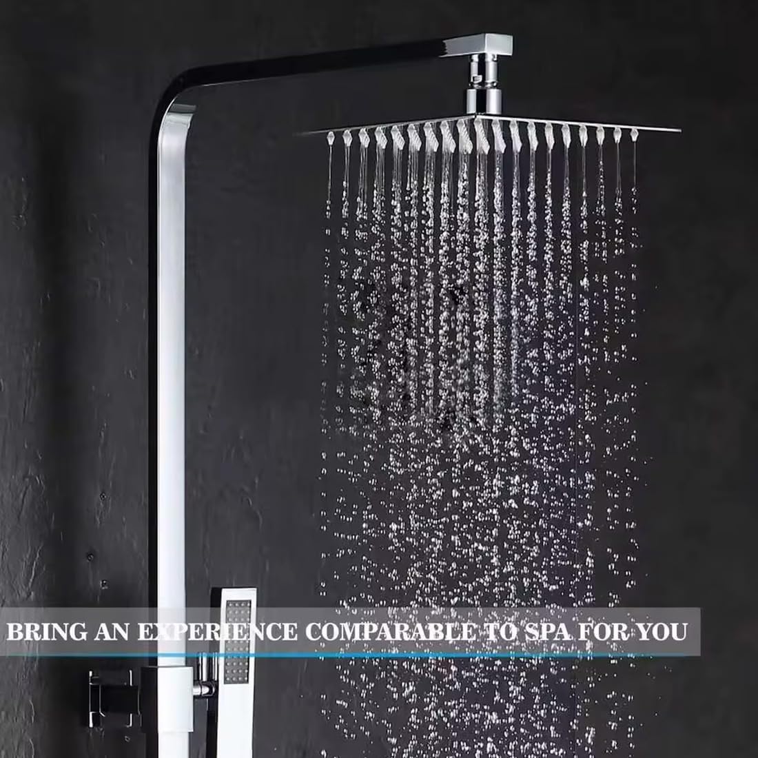 Imaashi Stainless Steel Ultra Sleek/Silm Rain Showerhead Chrome Finish Square Overhead Shower with Easy-Clean Silicone Nozzles Long-Lasting Performance & Rust Resistance witout Shower Arm (12x12) 4