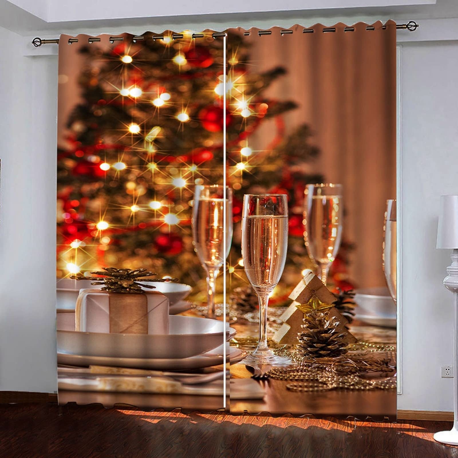 Kubek choinkowy z izolacją termiczną na przelotkach, zasłony okienne do salonu, 2 panele, szer. 106 cm x dł. 213 cm