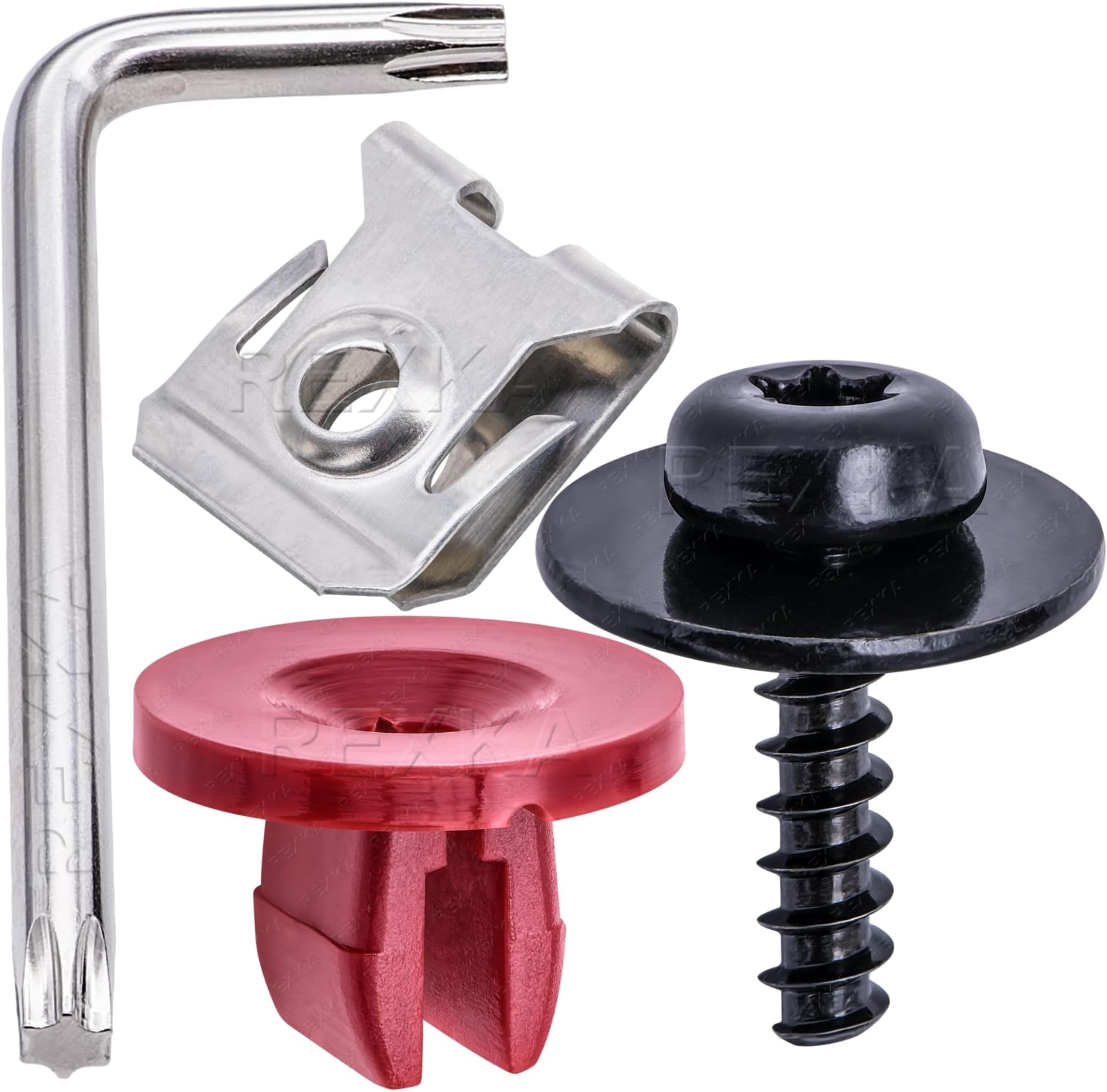 Rexka 10 Sets T30 Engine Splash Shield Guard Undertray Cover Screws Bolt Nut Clip Kit Compatible with Ford Focus Fusion Escape Explorer C-Max Transit Connect Lincoln MKC - one T30 Screwdriver