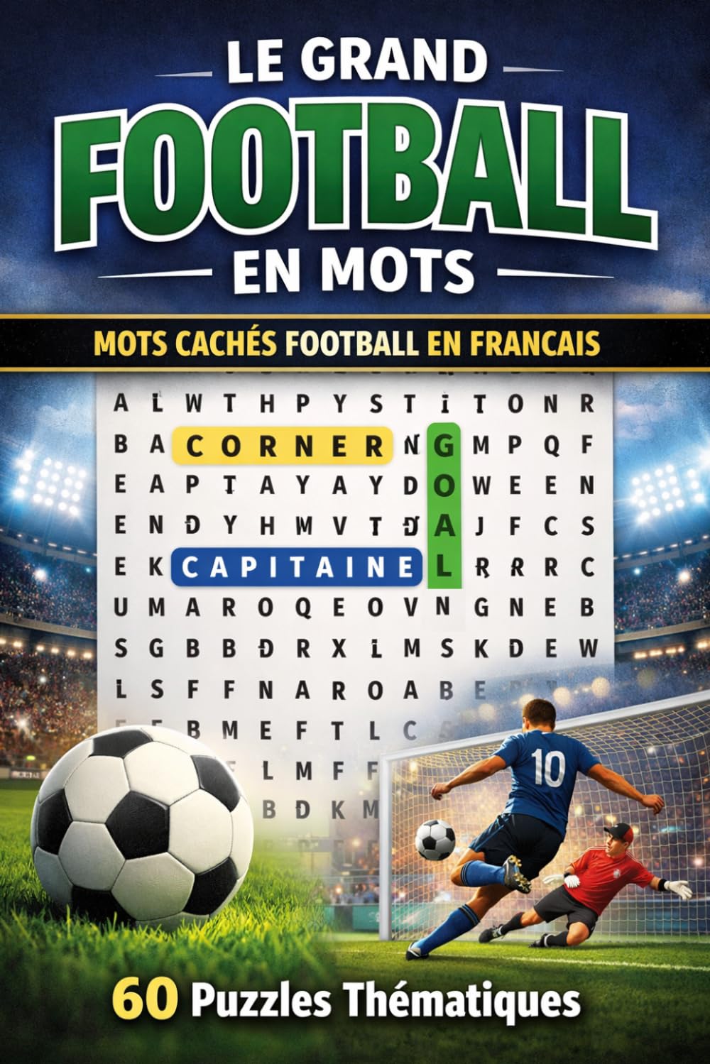 Le Grand Football en Mots: Mots Cachés Football en Français | 60 Puzzles Thématiques - Livre de Mots Mêlés pour Fans de Football Adultes et Ados | Facile à Difficile | Idée Cadeau