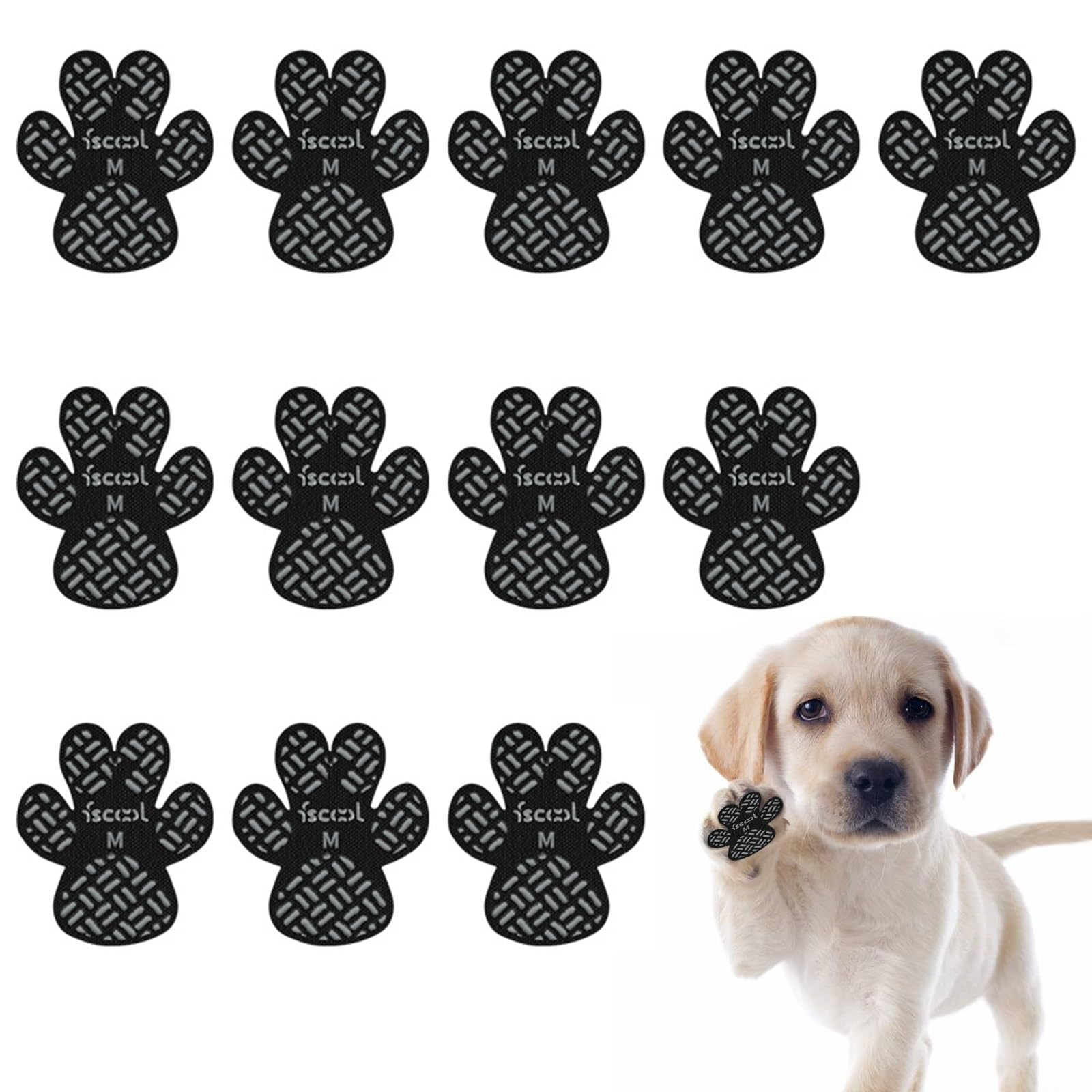 shudyear Paw Protection Anti-Slip Handle Prevents Your Dog from Slipping on Hardwood Floors,Perfect for hot Roads,Disposable self Adhesive Dog Shoes Boots Socks Replacement 12pcs (M)