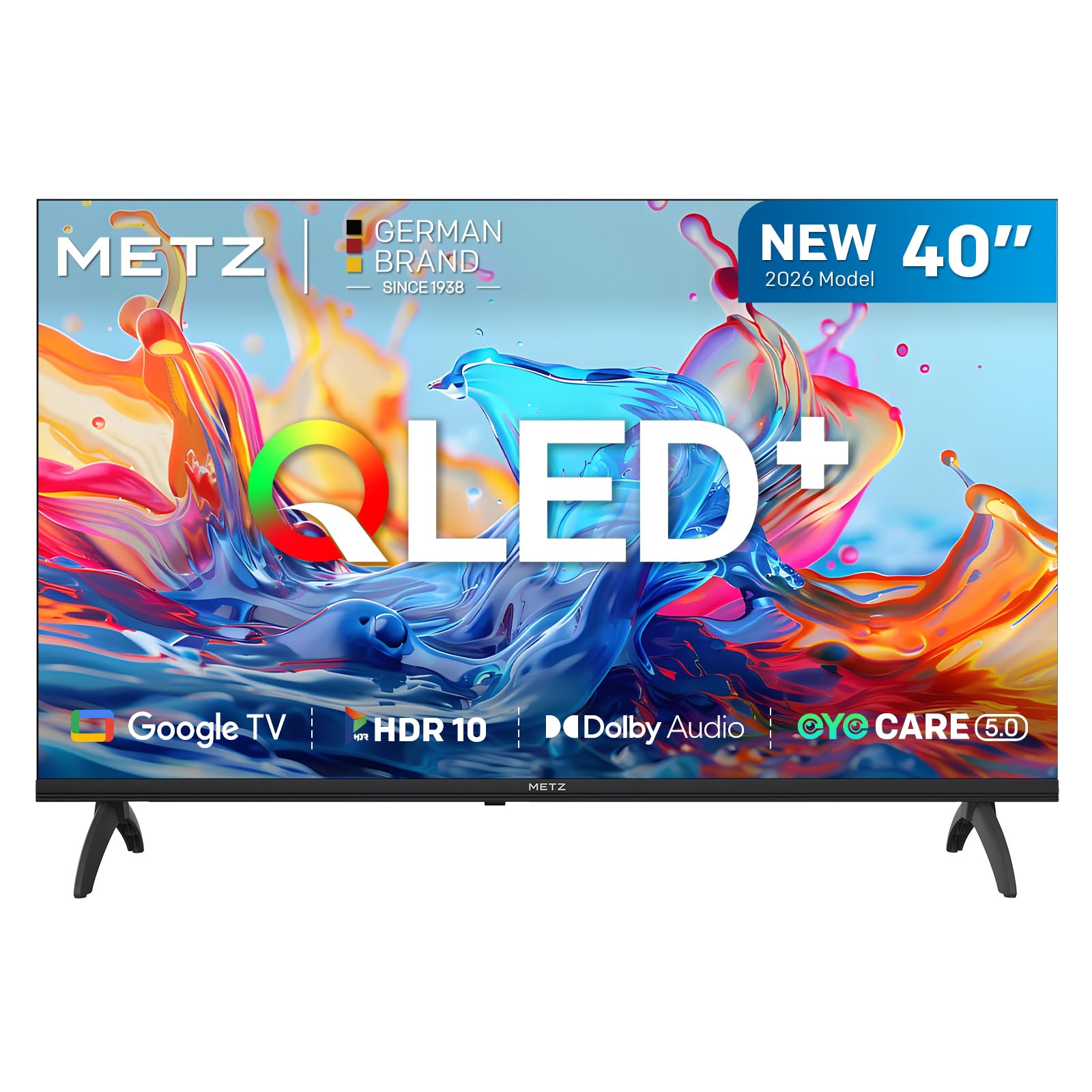 Metz TV 40 Pulgadas Smart TV, Televisor 40” QLED, HDR10, Dolby Audio, Chromecast Integrado, WiFi, Bluetooth 5.1, HDMI 2.1, DVB-T2/S2/C, Ci+, 40MQH7000Y (Modelo 2026)
