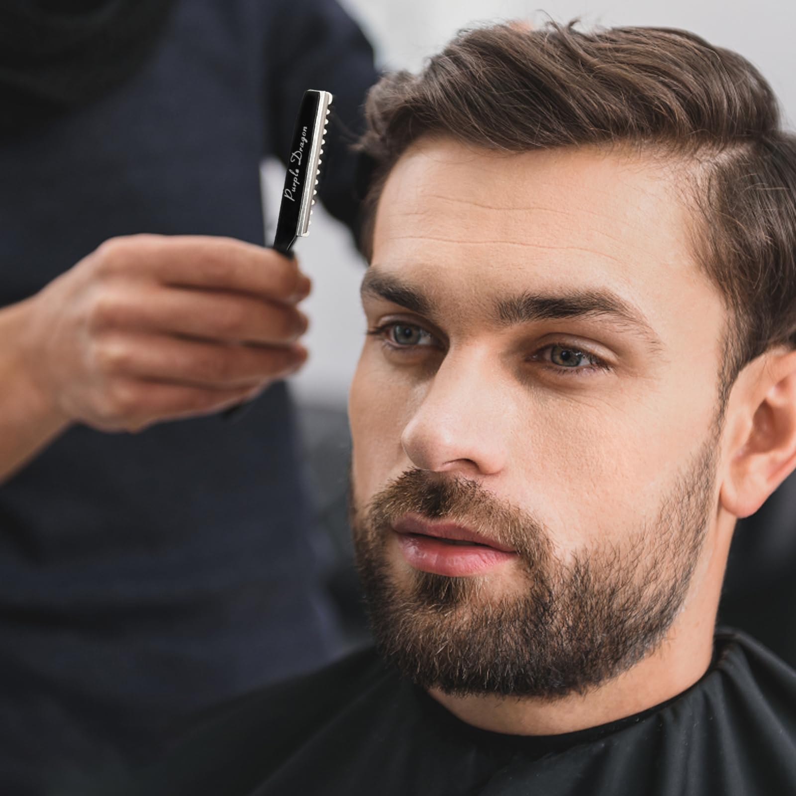 Cuchilla de Afeitar para Adelgazar el Cabello, Maquinilla Texturizadora de Corte Manual con 10 Navajas de Repuesto