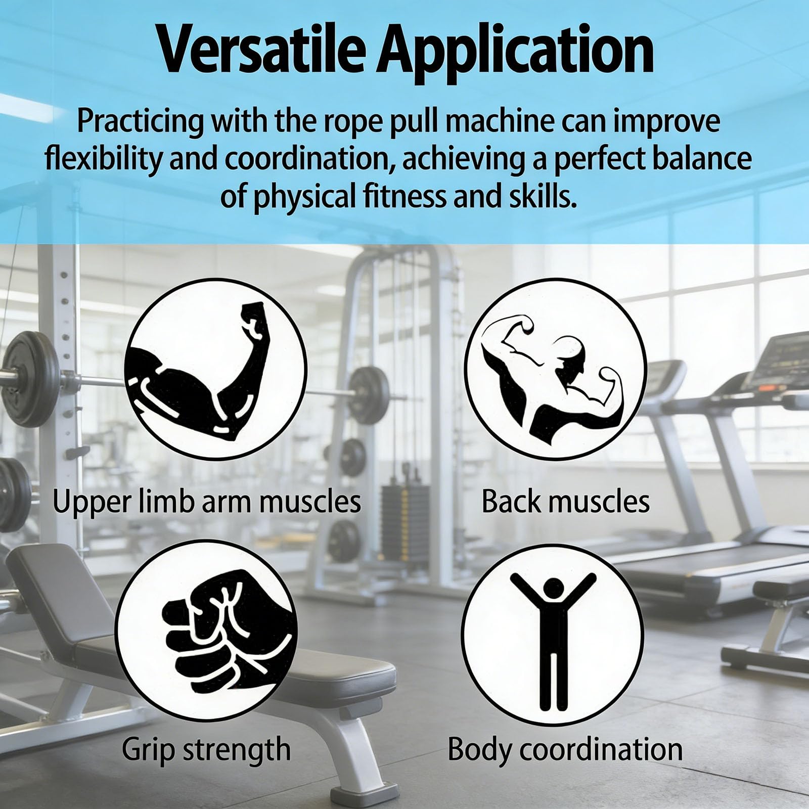 LAT Pulldown-Maschine & Endlos-Seiltrainer, Schulterzugsystem – Seilzug-Maschinensystem für Zugseil Fitnesstraining | Griff-, Arm-, Rücken- & Körperkoordinationsübungen