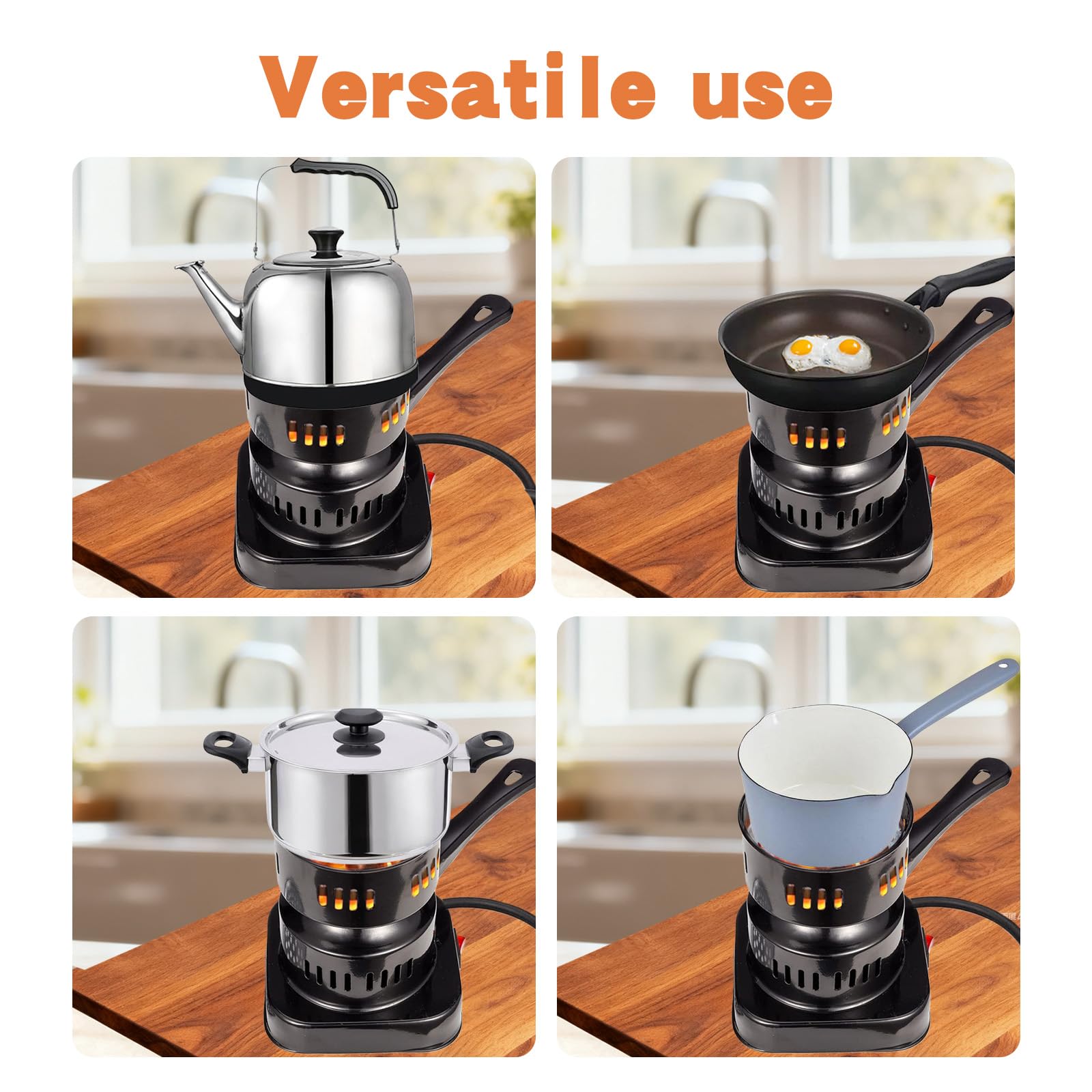 Allume-charbon électrique pour chicha - 500 W - Barbecue à charbon électrique avec long câble et poignée - Brûleur à charbon - Accessoires électriques - Cadeau d'allumage