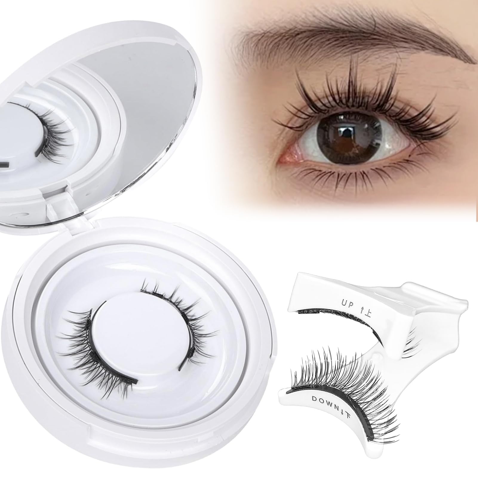 2 Pares Pestañas Magneticas, Pestañas Magnéticas Reutilizable, Pestañas Postizas Magneticas con Aplicador, No Necesita Pegamento Ni Delineador de Ojos