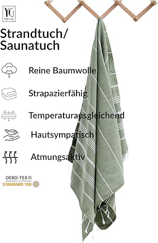 Miniatura 5 de Toalla de playa turca XXL, 37 x 69 pulgadas, 100% algodón, certificado Oeko-TEX, secado rápido, prelavada, súper suave, toalla de viaje ligera,