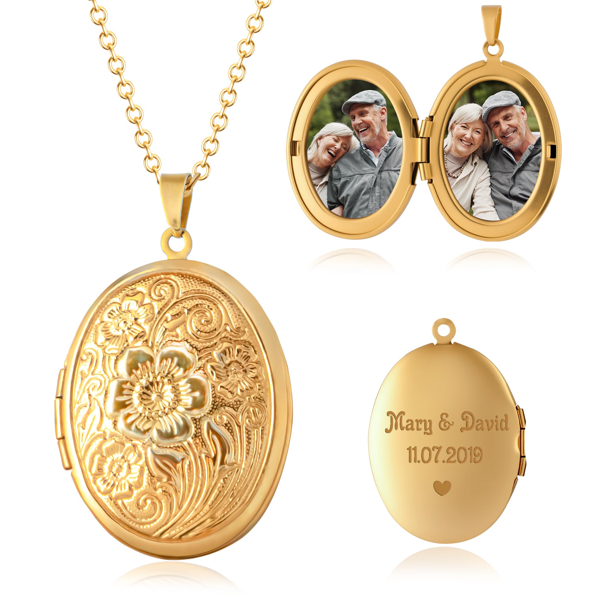 Easycosy Collana Con Foto Personalizzata, Ciondolo Donna Personalizzato | Ciondolo a Cuore Personalizzato, Collane con Foto Personalizzata per Donna, Idee Regalo 2026 per Mamma, Catena da 50 cm