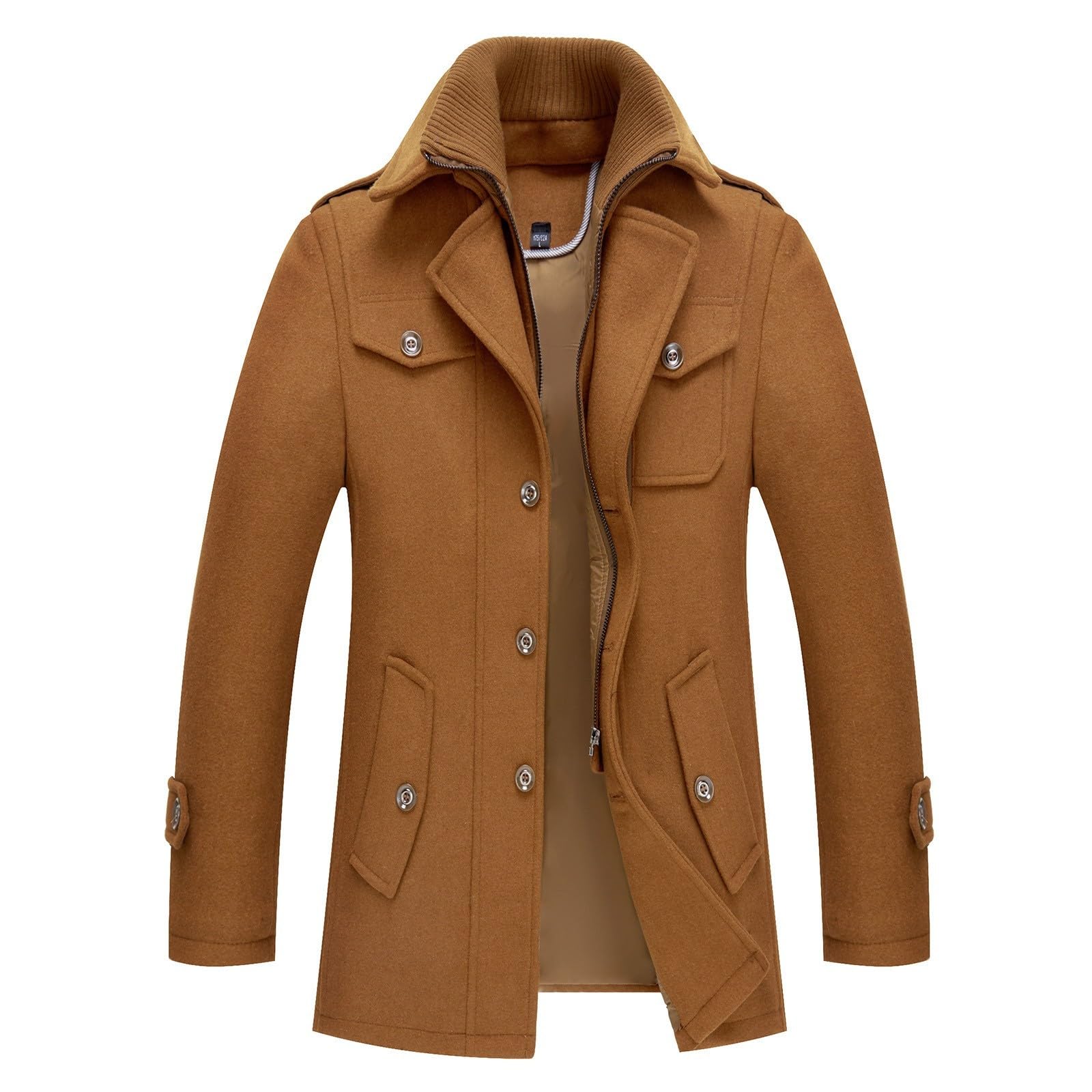 Generico Cappotto Uomo Invernale - Giubbino Autunno Trench Elegante Lungo Peacoat Giaccone Con Bottoni e Cerniera Giacconi Slim Fit Soprabito Stile Caldo Casual Cappotti Con Tasche Giacche 2025
