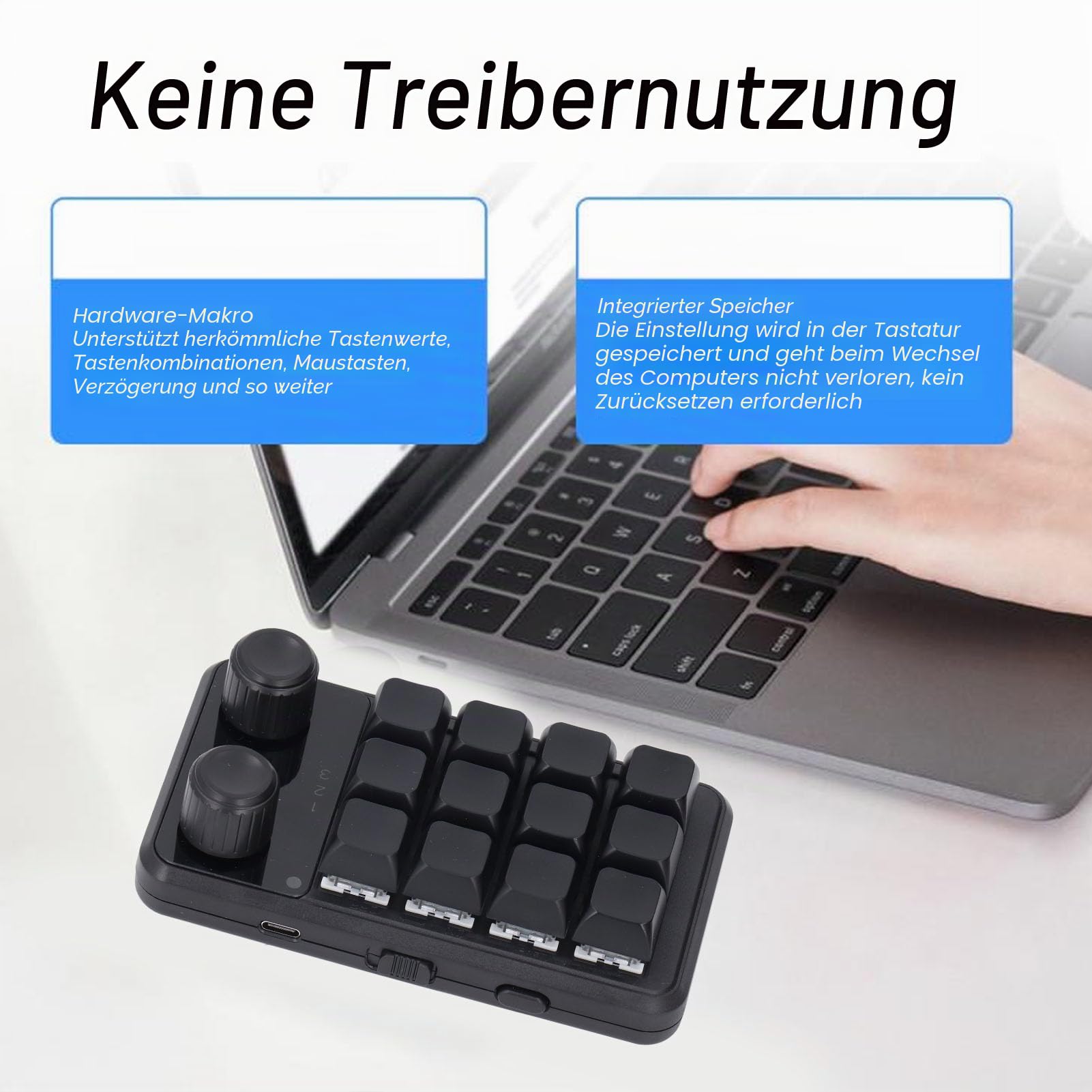Luqeeg Mechanische Tastatur mit 12 Tasten, 2,4 G Kabellose Schaltertastatur, Programmierung, Makro-Mini-Tastatur mit Knöpfen, Gaming-Tastatur, Funktionstastatur