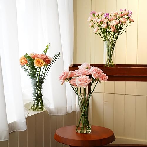 Miniatura 5 de 14 jarrones cilíndricos para centros de mesa, jarrones de vidrio para flores con 3 tamaños diferentes, jarrones de centro de mesa para decoración