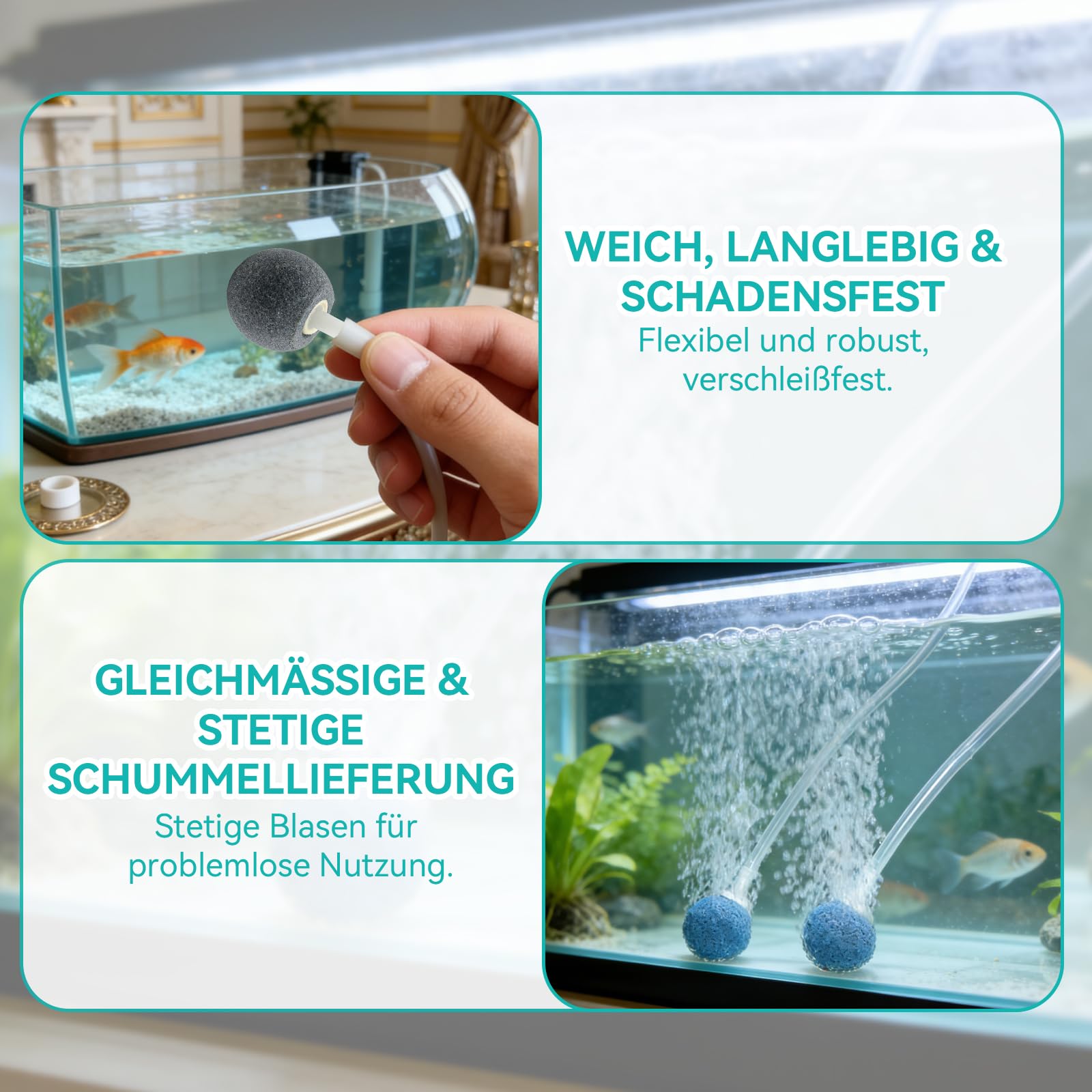 20 Stück Aquarium Luftstein Sauerstoffsteinscheibe Zylinderförmig und Kugelförmig Form des Steins Sauerstoff Diffusor für Luftpumpen,Eimer,Hydropnik,Kleine Teiche(15 mm, 28 mm)