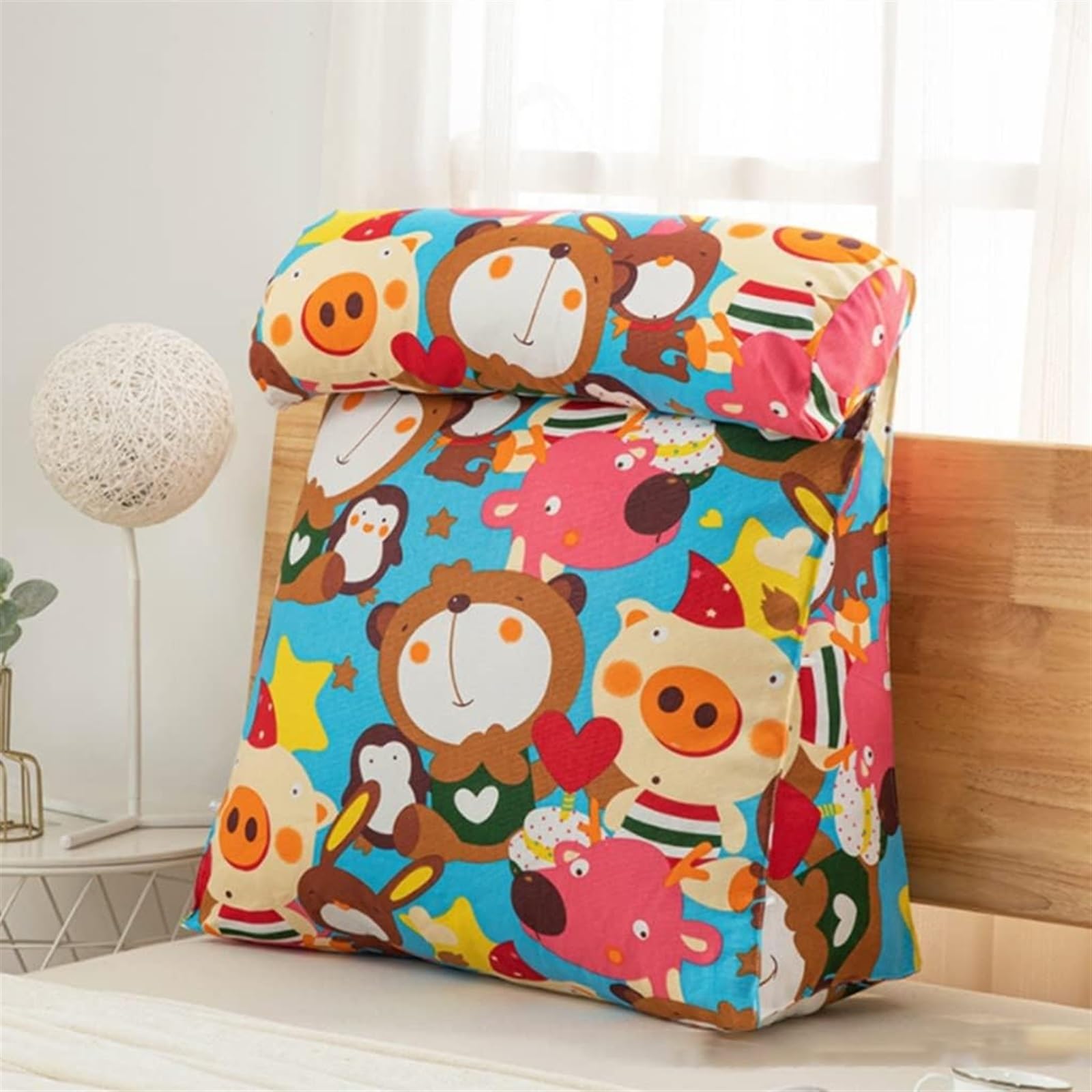 ZXGRfdefa reading pillow, with Pocket, On Bed Reading Watching TV Triangle Back Cushion Pillow Soft Backrest(E,45cm)