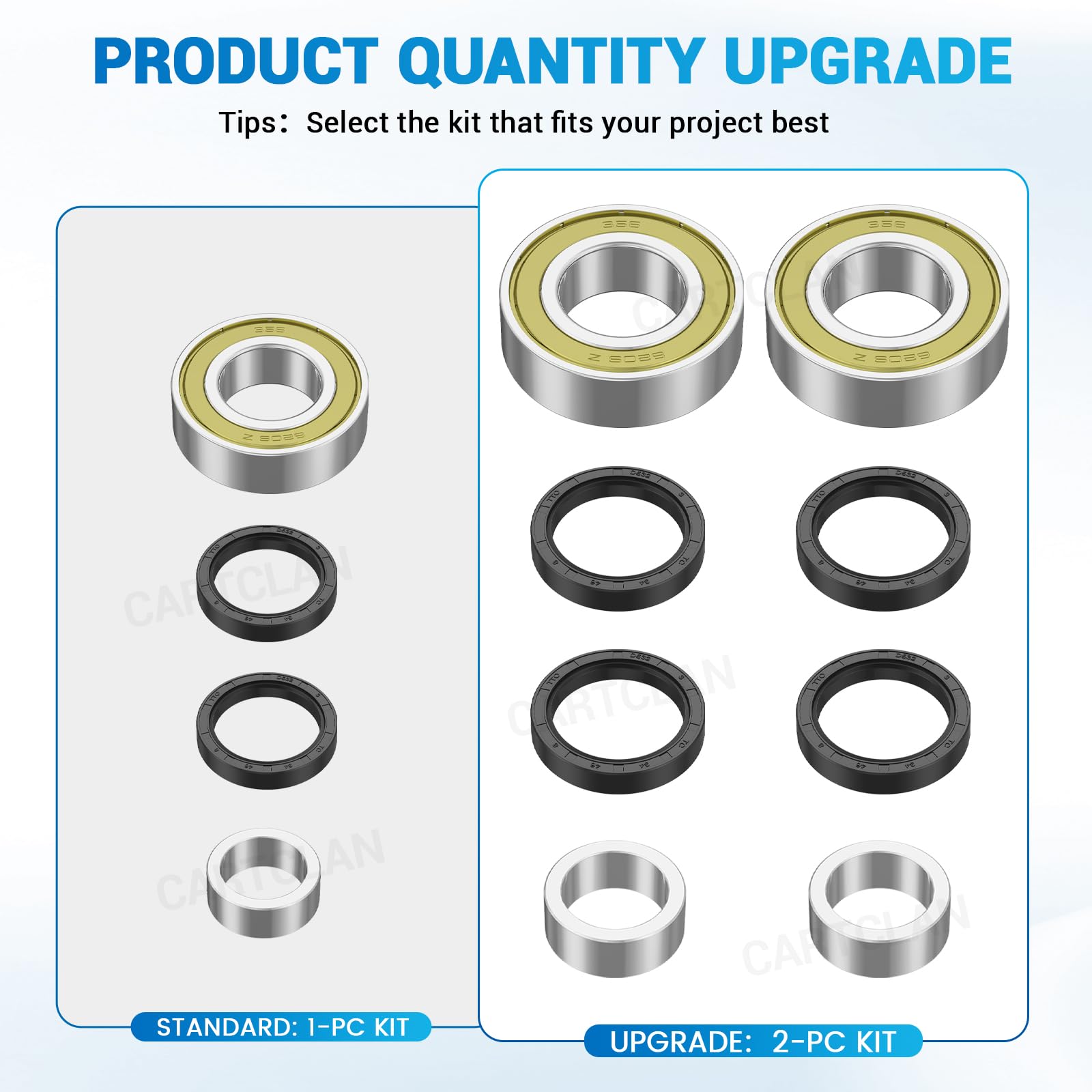 Club Car Rear Axle Bearing Bushing & Oil Seal Kit(2 Set), Suitable for 1986-2014 Club Car DS & Precedent Electric Golf Carts, OEM# 1011291, 1014207, 1013794