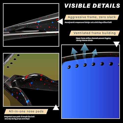 Miniatura 5 de Gafas de sol polarizadas deportivas para hombre, protección UV, gafas de béisbol, ligeras, marco grande, gafas de bicicleta de montaña