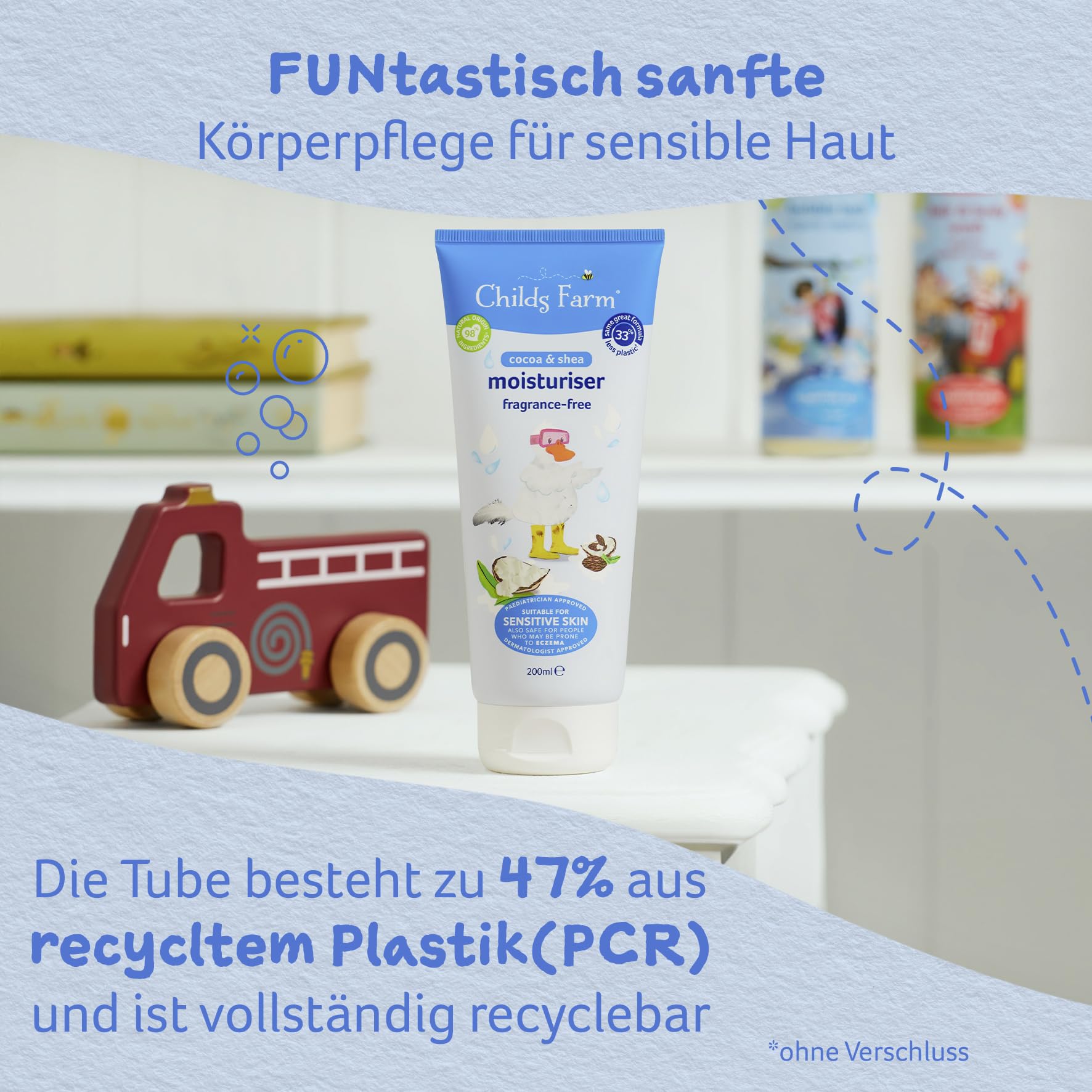 Childs Farm Krem nawilżający dla dzieci 200 ml, nie zawiera perfum, uspokaja i nawilża | nadaje się do skóry suchej, wrażliwej i skłonnej do atopowego zapalenia skóry