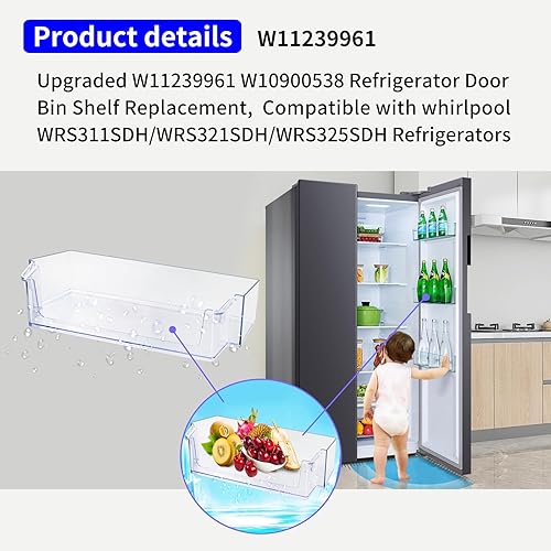 Miniatura 4 de Estante para puerta de refrigerador W11239961 W10900538 compatible con refrigerador Whirlpool, reemplazo 4591452, AP6333410, PS12578777, EAP12578777