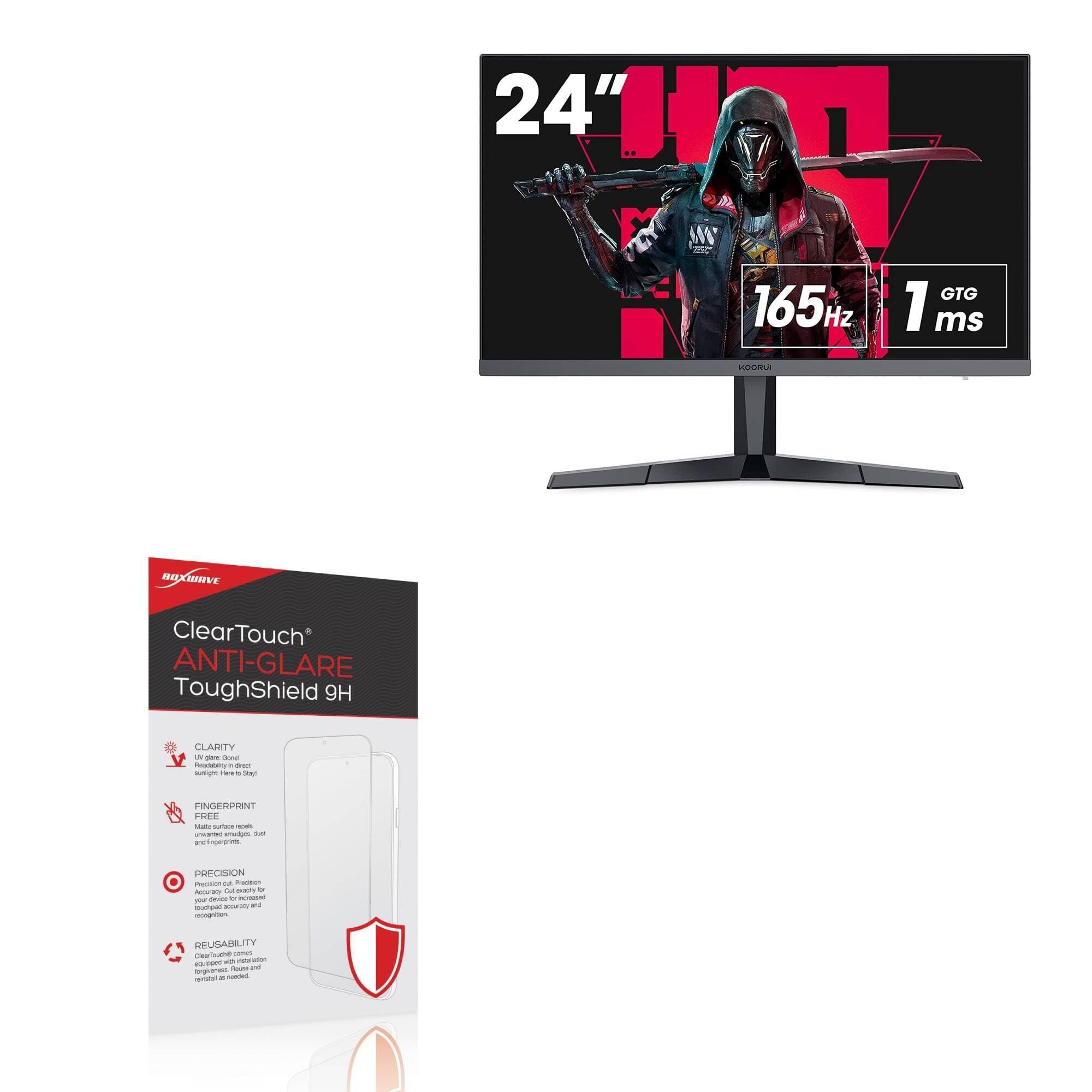 BoxWave Screen Protector Compatible With KOORUI Gaming Monitor 24E3 (24 in) - ClearTouch Anti-Glare ToughShield 9H (2-Pack), Anti-Glare 9H Tough Flexible Film Screen Protector