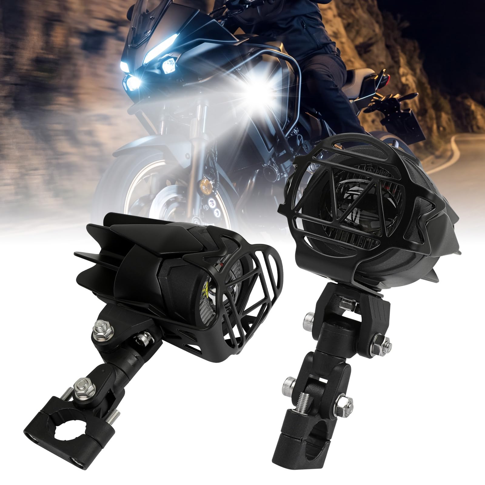 DREAMIZER Faretti Moto Supplementari LED 40W 4000LM, Faro Moto Omologati E IP67 Impermeabili, Luci Anteriori 9-60V Universali Compatibile con Scooter, Cross, E-Bike, Motoslitta, ATV, UTV