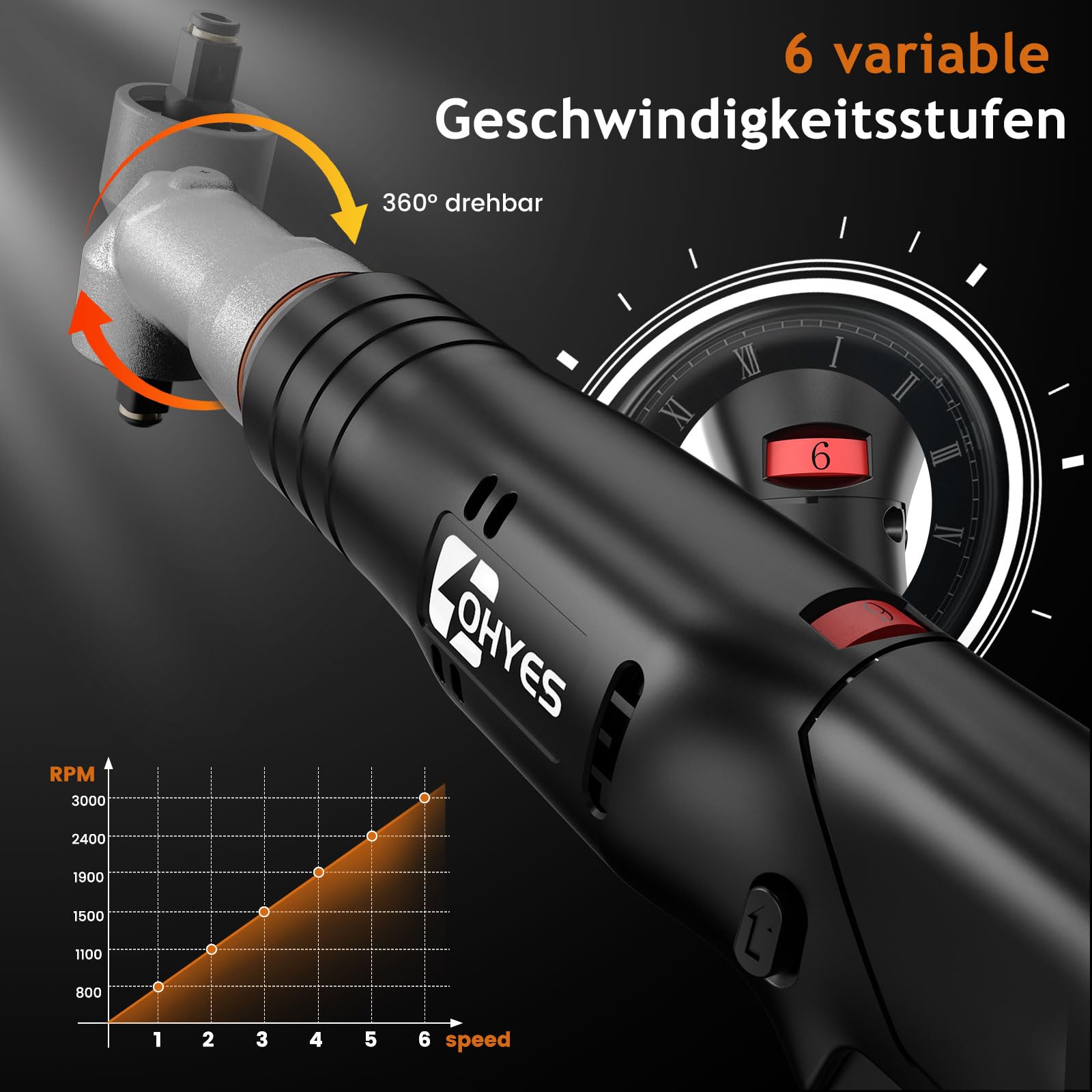 Akku-WinkelKombischrauber für Makita 18V – Mit 1/2" Stecknuss- & 1/4" Bit-Antrieb 6 Geschwindigkeiten 360° schwenkbarer Kopf – für Auto, Handwerk & Heimwerken (ohne Akku)