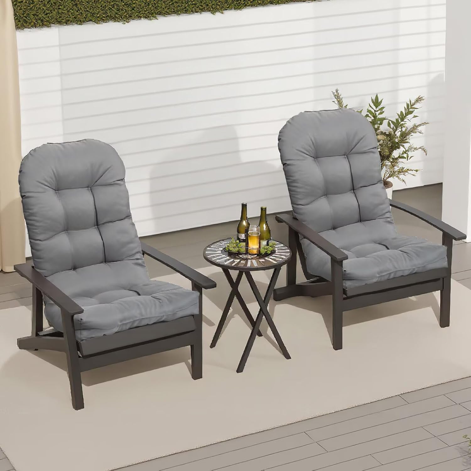 Adirondack Chair Cushion Set of 2 Thick Indoor/Outdoor Rocking Chair Cushion with Elastic PP Cotton Water-Resistant Patio Furniture Cushions High Back Seat Pads for Porch Yard Lawn Chairs 44x19x4