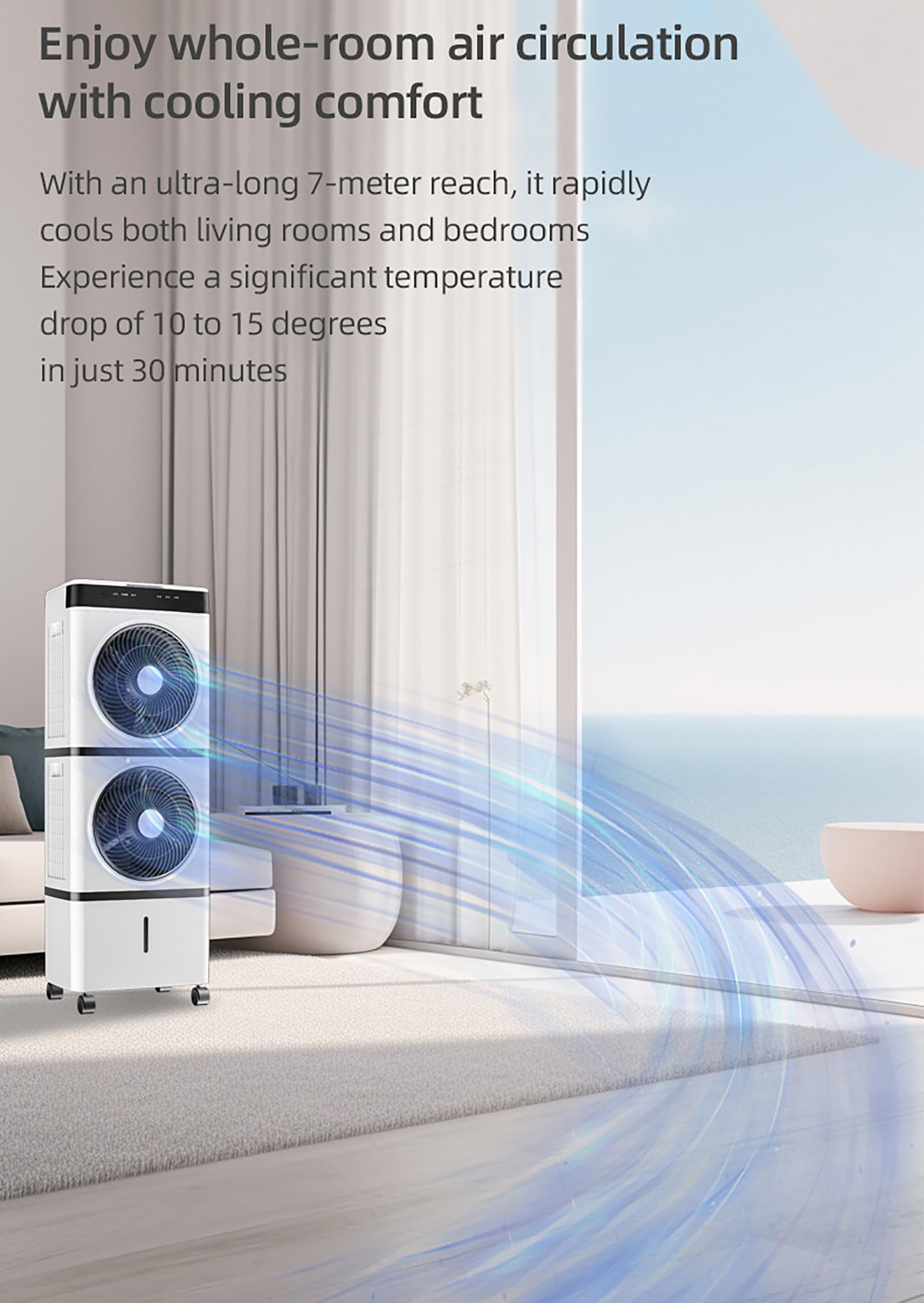 Enfriadores/Acondicionadores De Aire Evaporativos con Control Remoto Square Three Fans