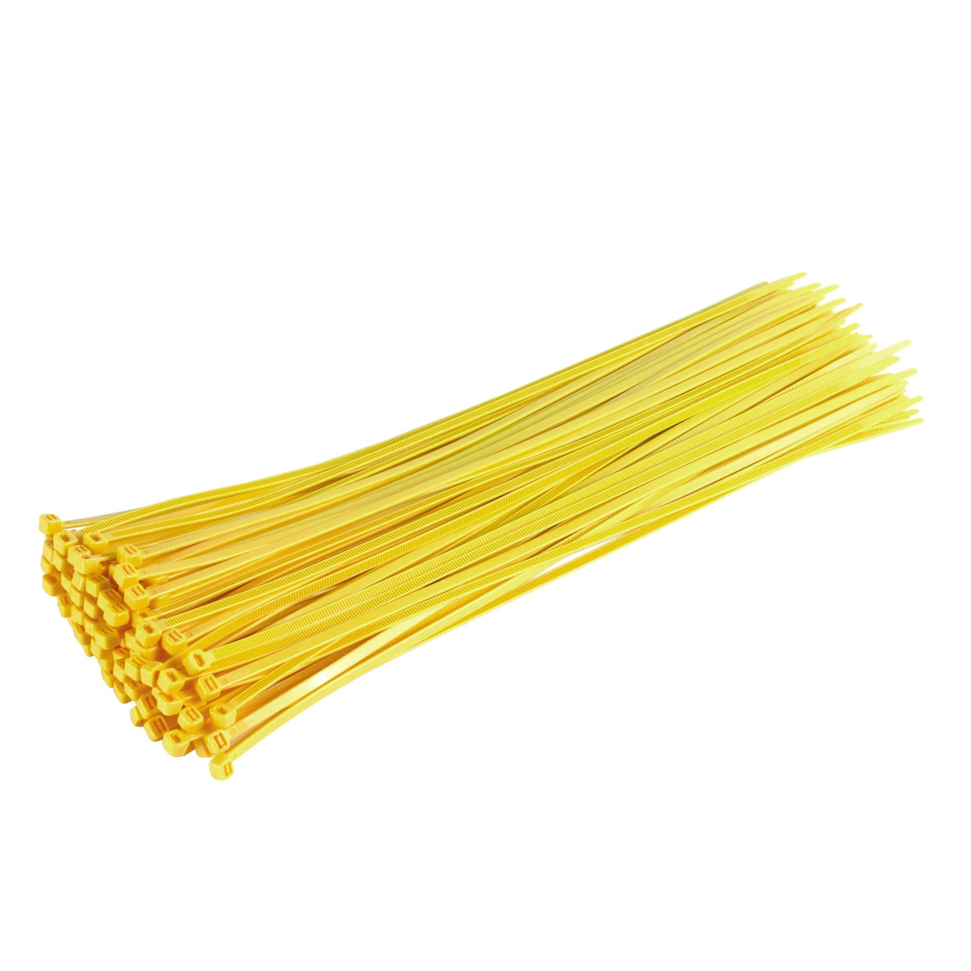 GTSE Heavy Duty Long Yellow Cable Ties, 530mm x 9.0mm, Pack of 100, Premium Nylon Zip Ties, Plastic Tie Wraps, Secure Self-Locking Mechanism, for Home, Garden, Office and DIY