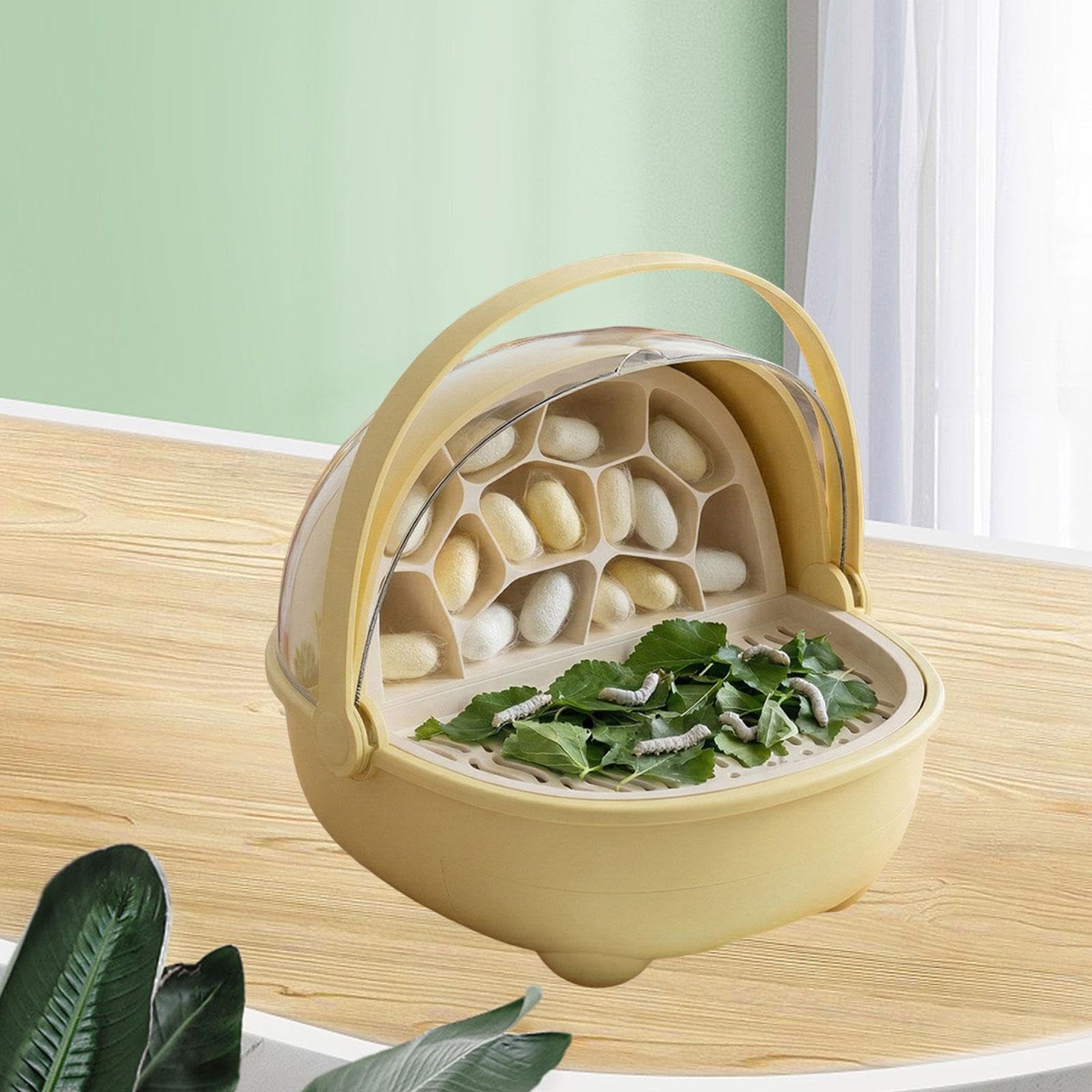 F Fityle Boîte d'élevage pour vers à Soie, Cage d'incubation, abri pour et Geckos, boîte de Croissance pour vers à Soie, conteneur, Jaune