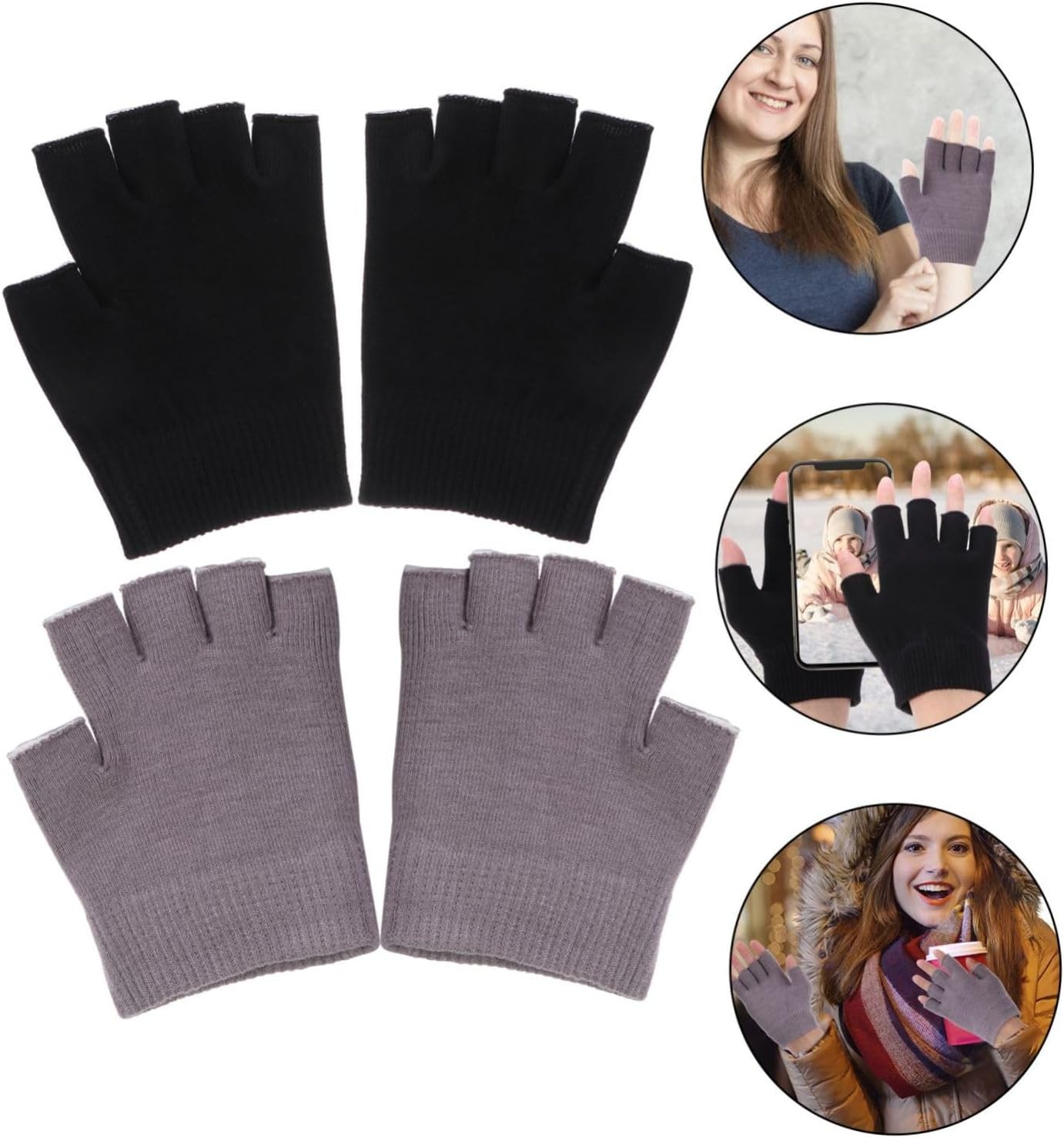 OUNONA Moisturizing Gel Fingerless Gloves 4pcs Set for Dry Hands Treatment Adjustable Spa Repair Gloves for Men and Women for Night Use and Hand Care