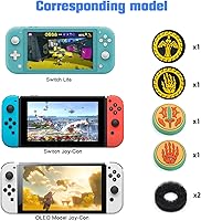 Vista 2 de Juego de empuñaduras de pulgar para Nintendo SwitchOLEDLite, para Nintendo Switch, tapas de palanca analógica de silicona para Switch Joycon