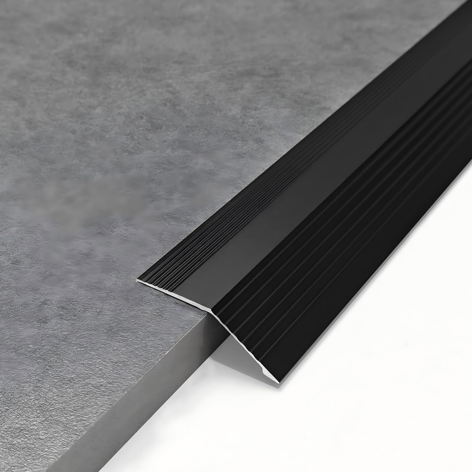 2 Pack Aluminum Floor Transition Strip Self Adhesive,Metal Door Bar,Textured Floor Bar for Doorways Threshold Ramp Tile Laminate Planks,Bridge The Height Between 6-20mm(Black,0.9m × 5.5cm)