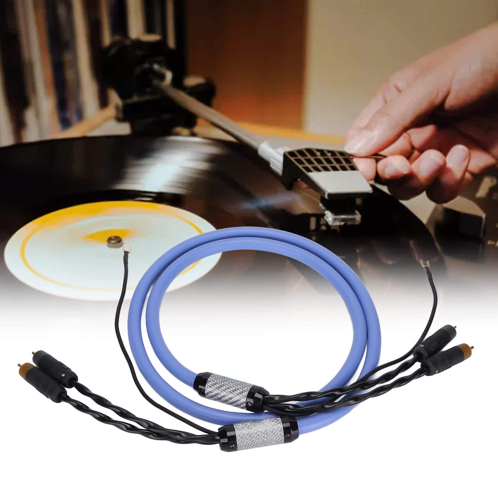 Cavo per Braccio Giradischi in Vinile Ad Alta Efficienza Domestico per Audiofili Rame Senza Ossigeno Blu (1M)