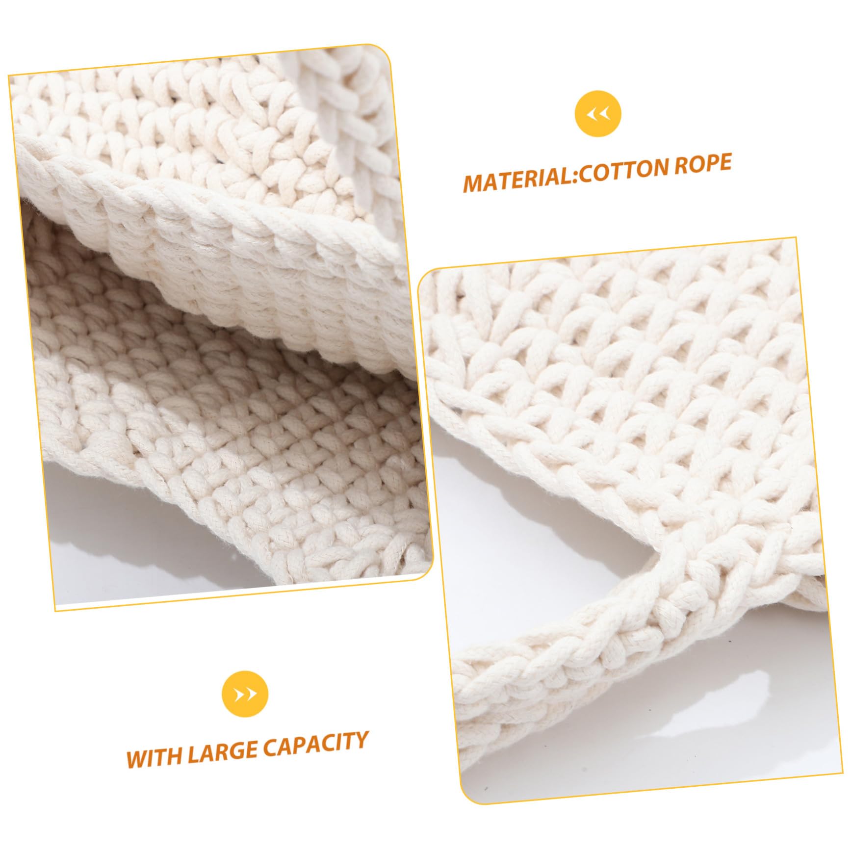 ifundom Borsa Intrecciata da Donna in Corda di Cotone Bianco Grande Capacità e Resistente, Stile alla Moda per Spiaggia e Matrimoni