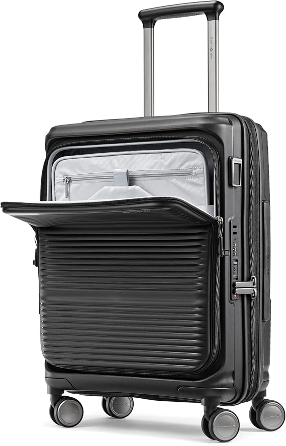 Samsonite Paralux Global Carry-On Luggage - Innovative Design - Quick Access Front Pocket - Dual Suspension Wheel Technology - TSA Lock - Expandable - Includes Removable Packing Cubes - Black
