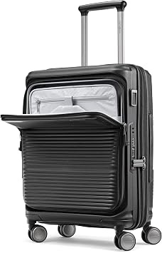 Samsonite Paralux Global Carry-On Luggage - Innovative Design - Quick Access Front Pocket - Dual Suspension Wheel Technology - TSA Lock - Expandable - Includes Removable Packing Cubes - Black