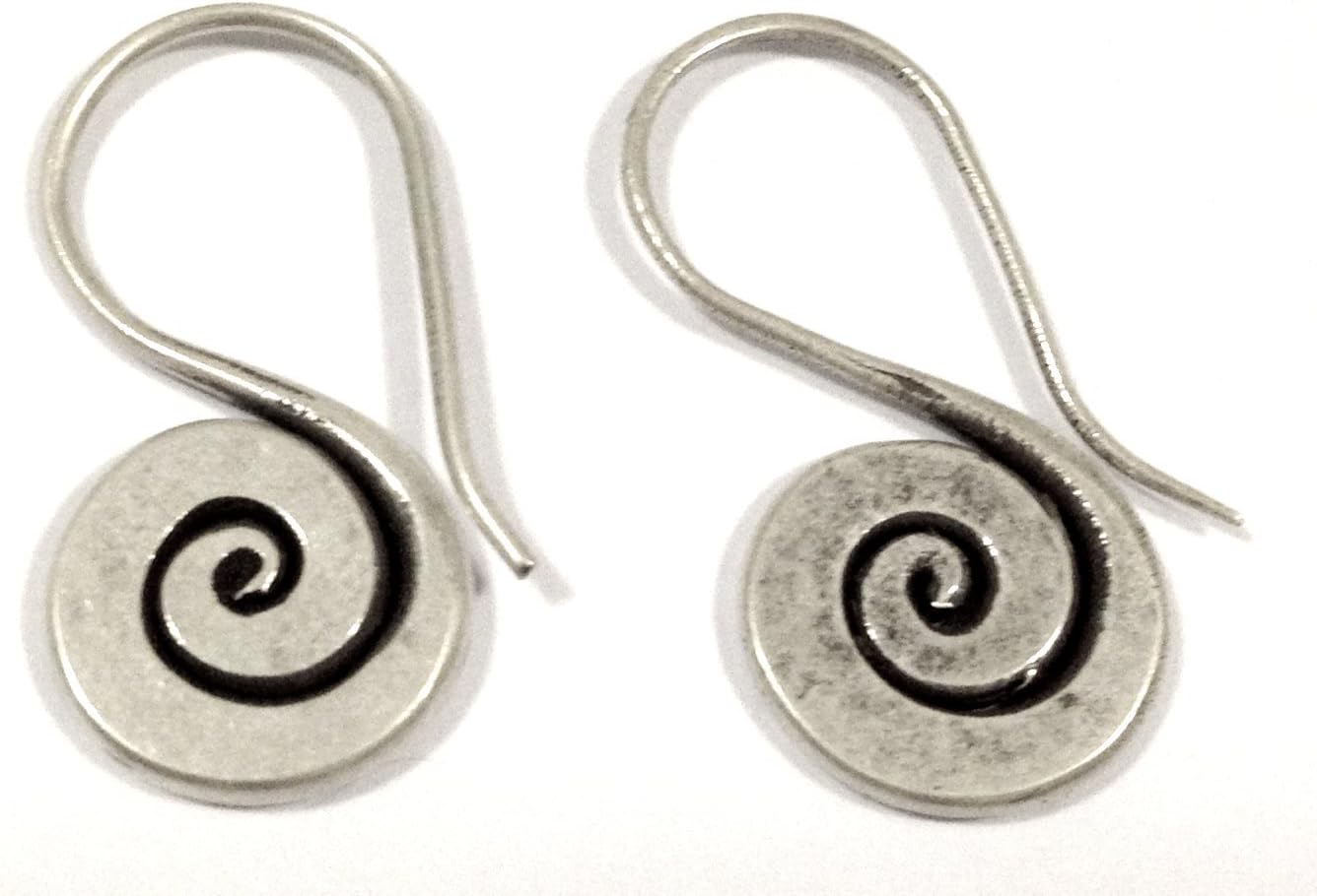Earring Spiral Sterling Silver By Handmade Thai Karen Hill tribe.