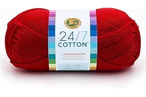 Lion Brand Yarn (1 Skein) 24/7 Cotton® Yarn, Red