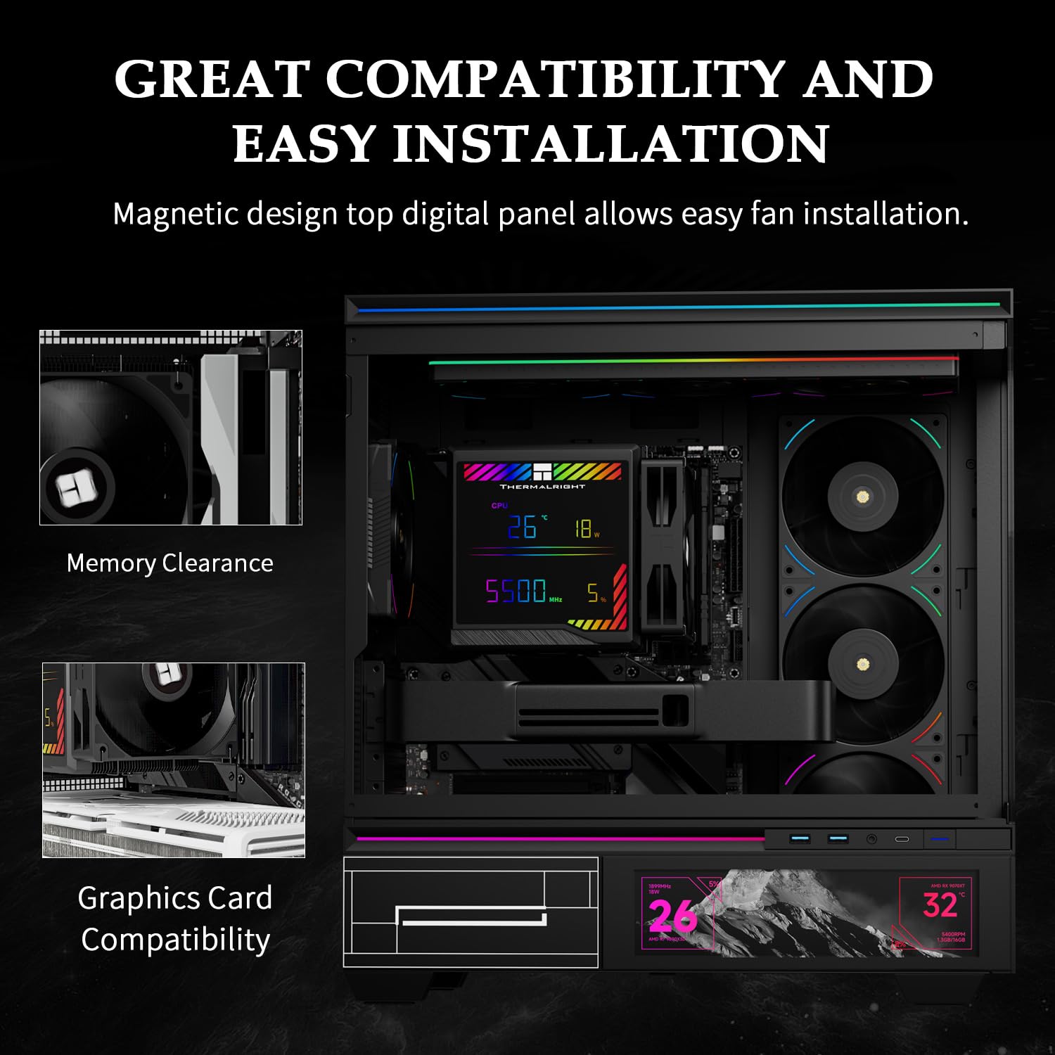 Thermalright Peerless Assassin 140 - Enfriador digital negro para CPU, ventiladores PWM dobles con velocidad de 1850 rpm, compatible con Intel lga1700/1851/115X/2011/1200, AMD: AM4/AM5, refrigeración