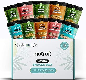 Nutruit Gourmet Healthy Snack Variety Box (Pack of 20), Vegan, Gluten Free, Non GMO, Plant Based, High Fiber, Snack Gift Box for Kids and Adults (10 Flavor Variety Pack) 1.1oz Premium Snack Packs