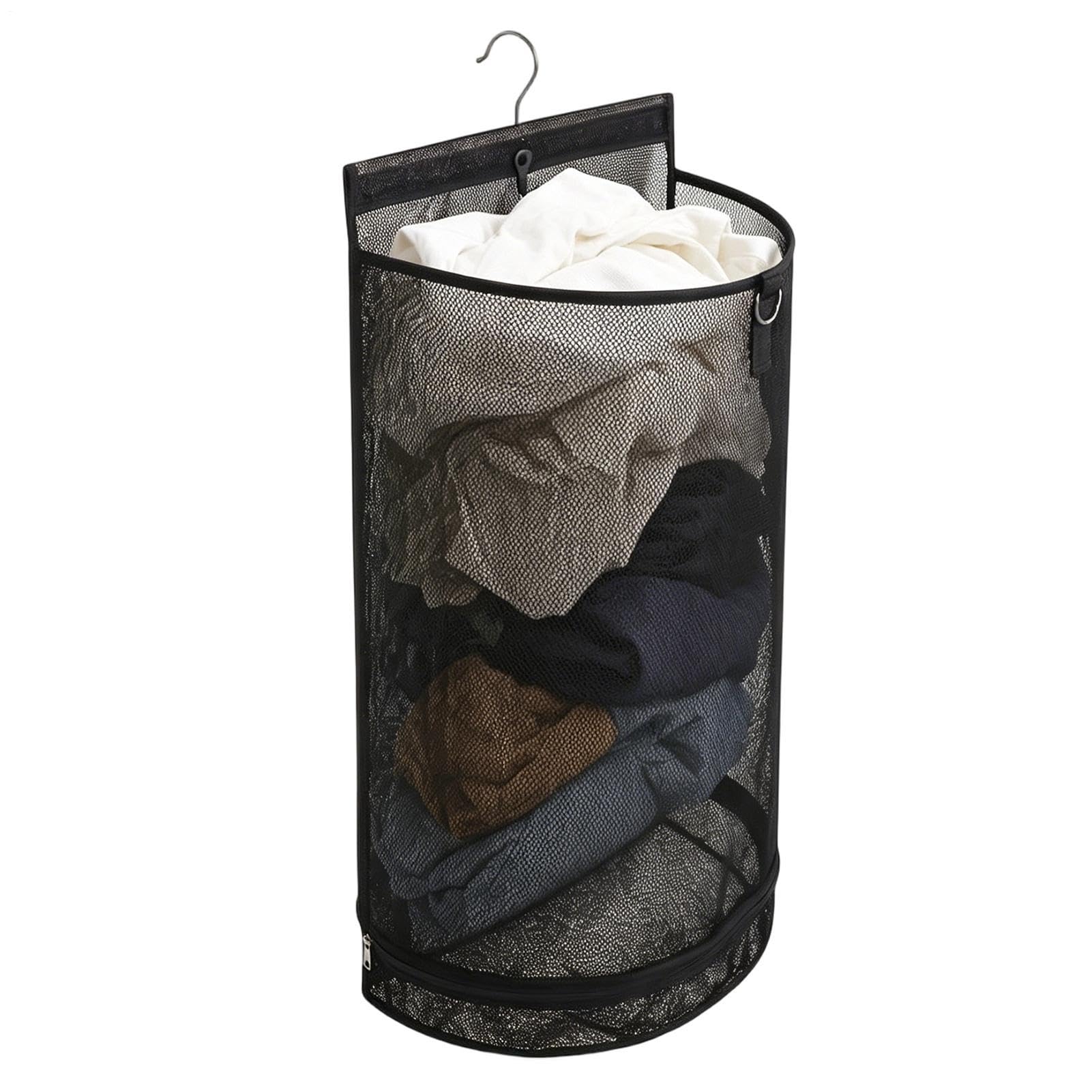Cesta de lavandería de malla contra malos olores con colgador interior para ropa húmeda